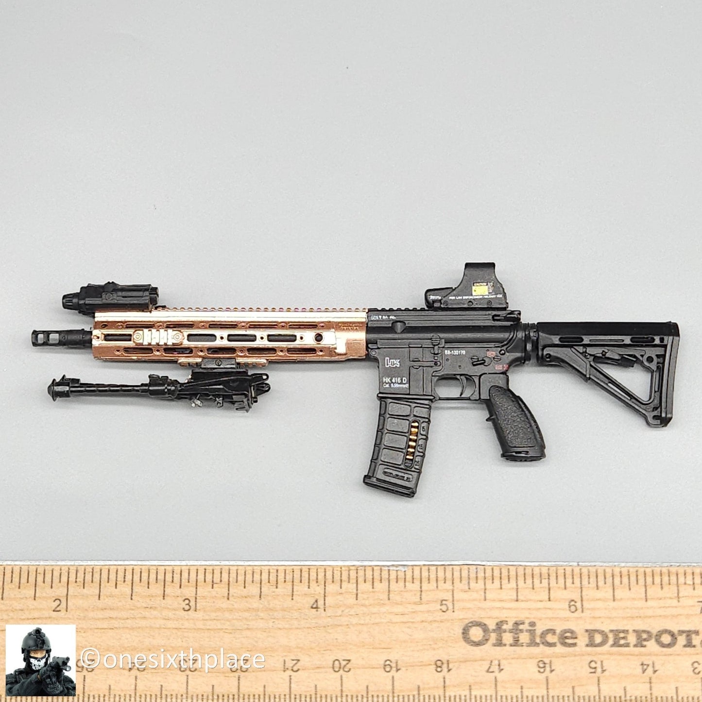 1:6 scale Mini Times HK416D Rifle w/ Bi-Pod for 12" Figures