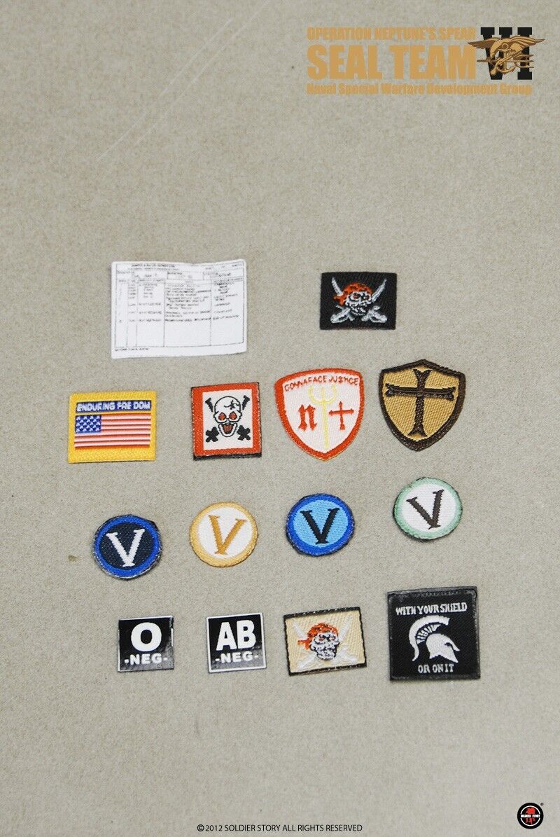 1:6 scale Soldier Story SEAL Team VI Neptune's Spear Patches Set for 12" Figures