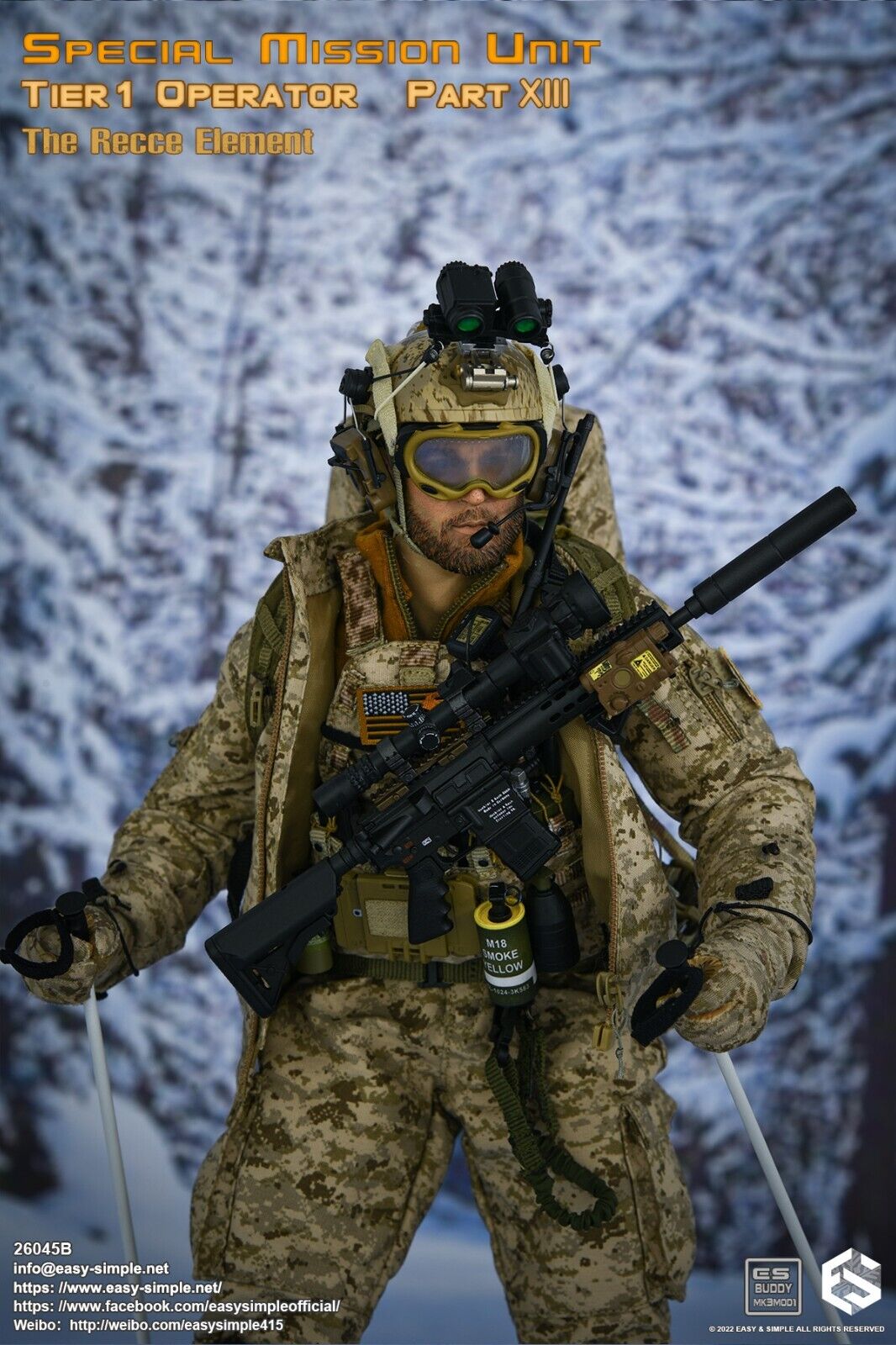 1:6 Easy & Simple Recce Element FAST Helmet Goggles for 12" Figures