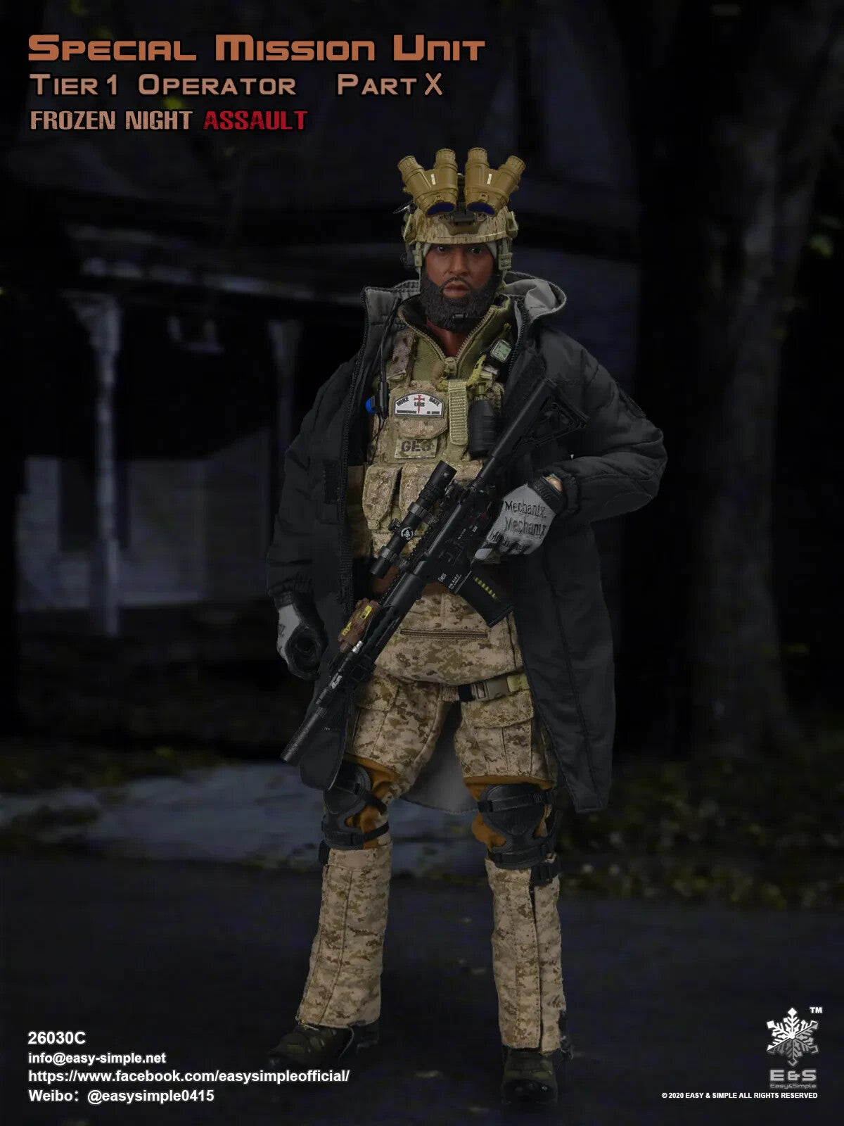 1:6 Easy & Simple Frozen Night Assault AOR1 Camo Hand Warmer for 12" Figures