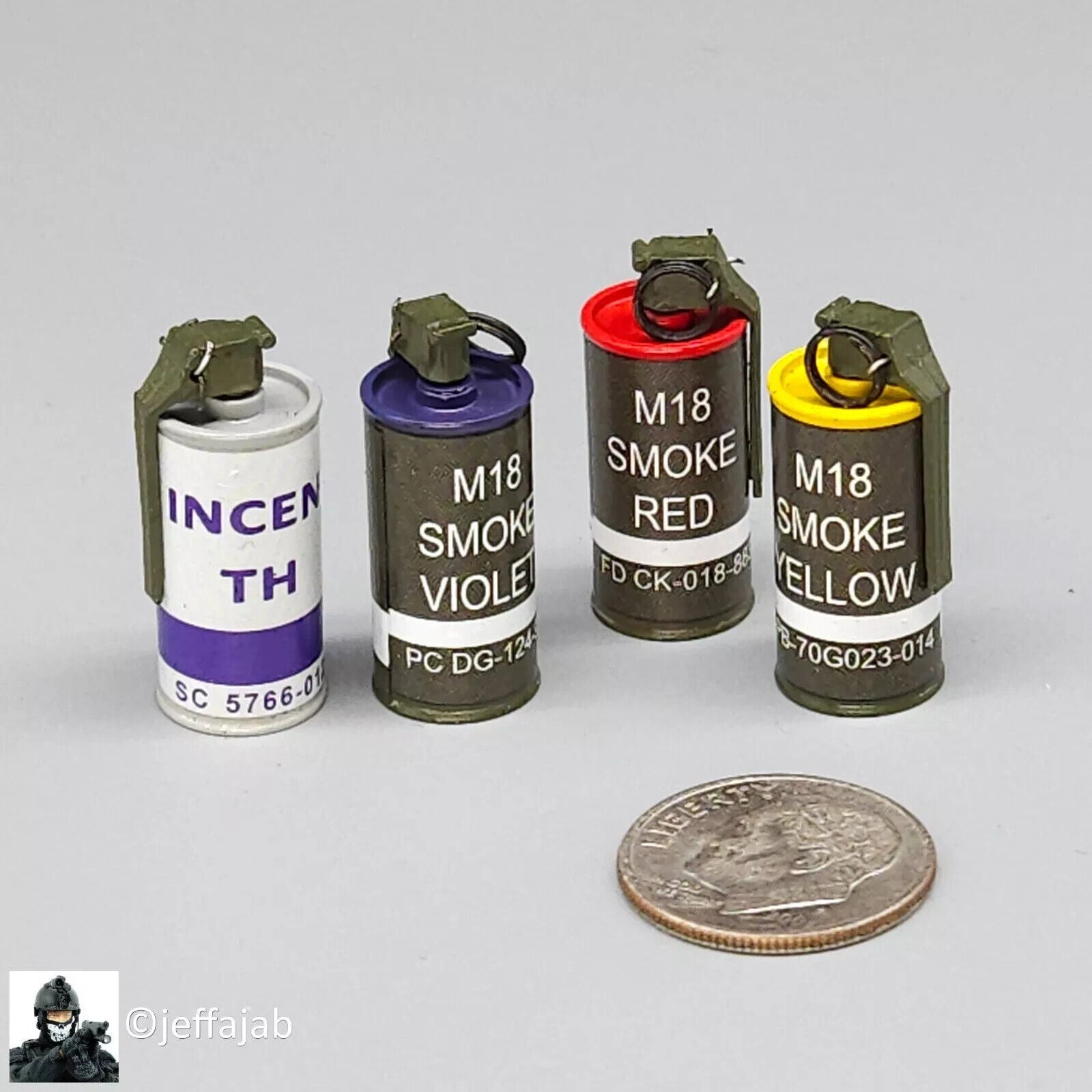 1:6 Ujindou Vietnam MACV-SOG Cross-Border Operation Metal Smoke Grenades (x4)