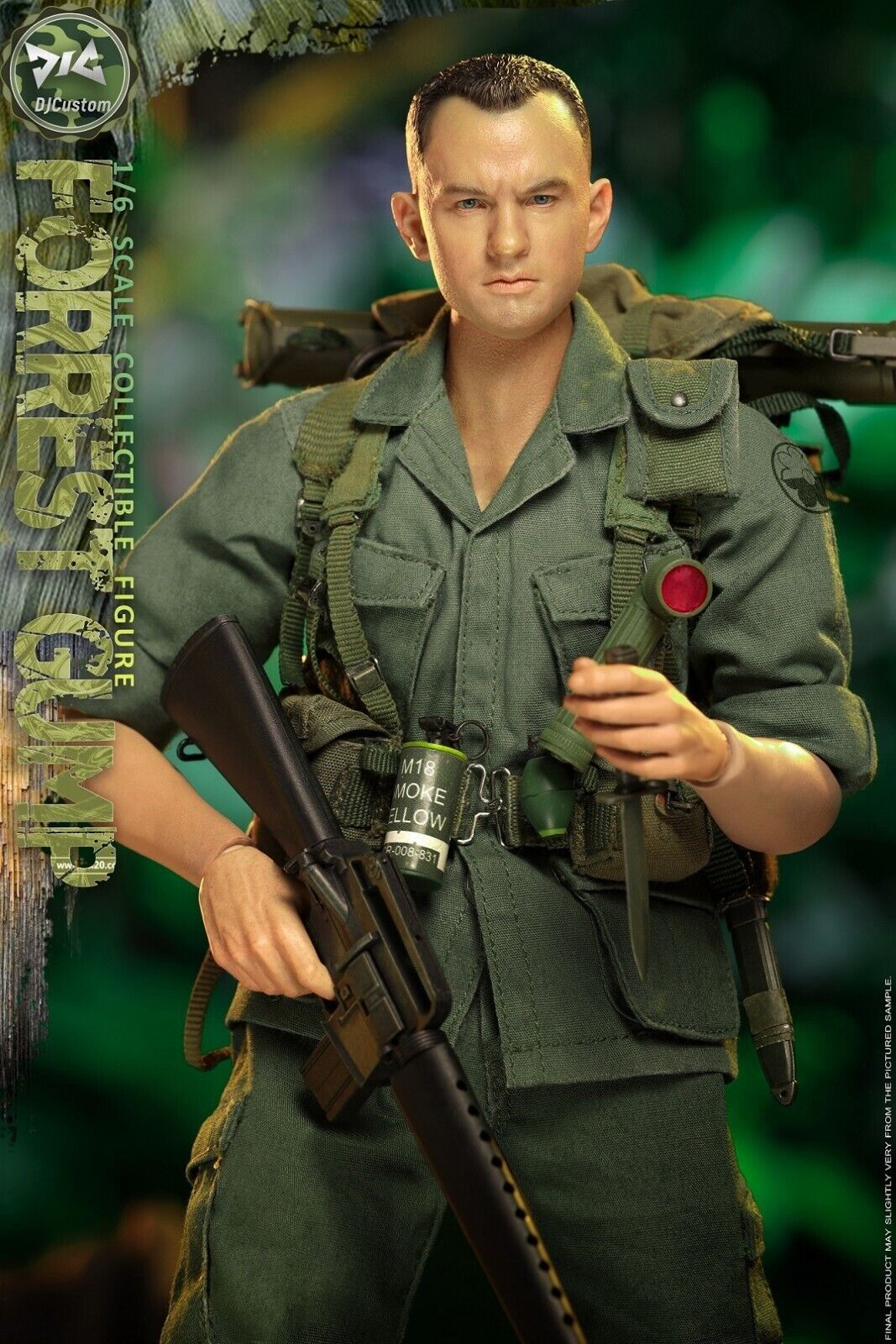 1:6 scale DJ Custom Forrest Gump in Vietnam Male Head Sculpt for 12" Figures