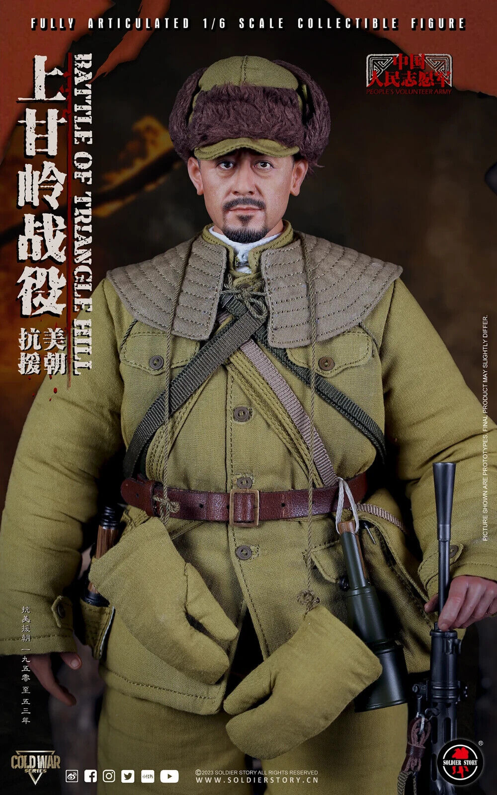 1:6 Soldier Story Battle of Triangle Hill Asian Male Head Sculpt for 12" Figures