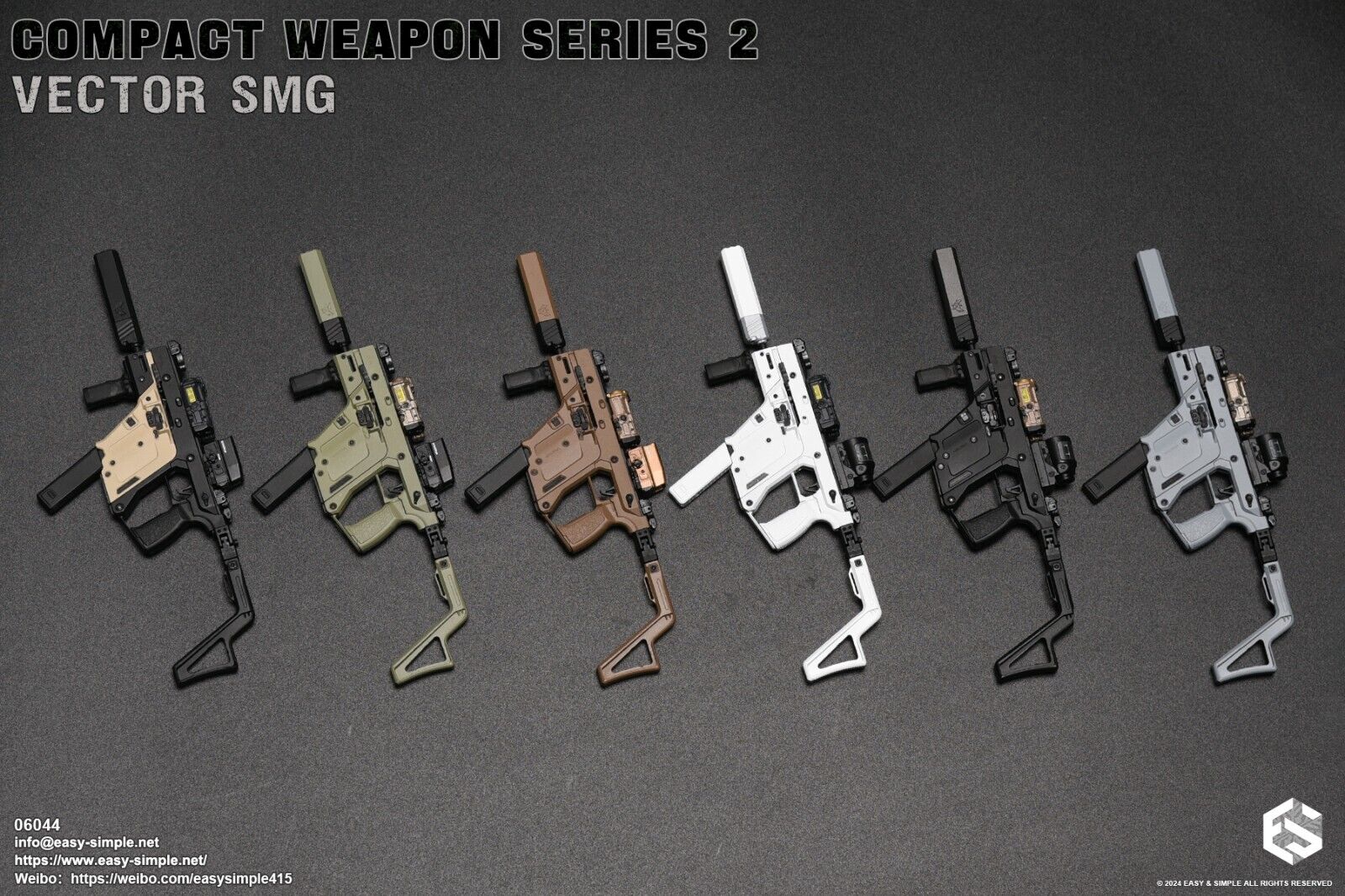 1:6 scale Easy & Simple Compact Weapons Series 2 Vector SMG Set D for 12" Figure