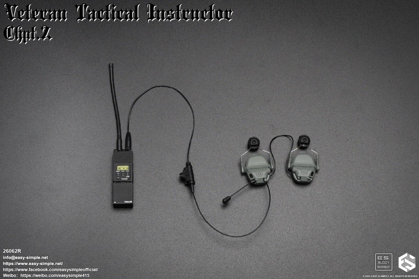 1:6 scale Easy & Simple Veteran Tactical Instructor Chapter II Radio w/ Headset