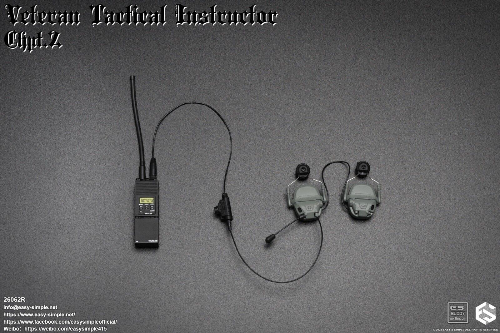 1:6 scale Easy & Simple Veteran Tactical Instructor Chapter II Radio w/ Headset