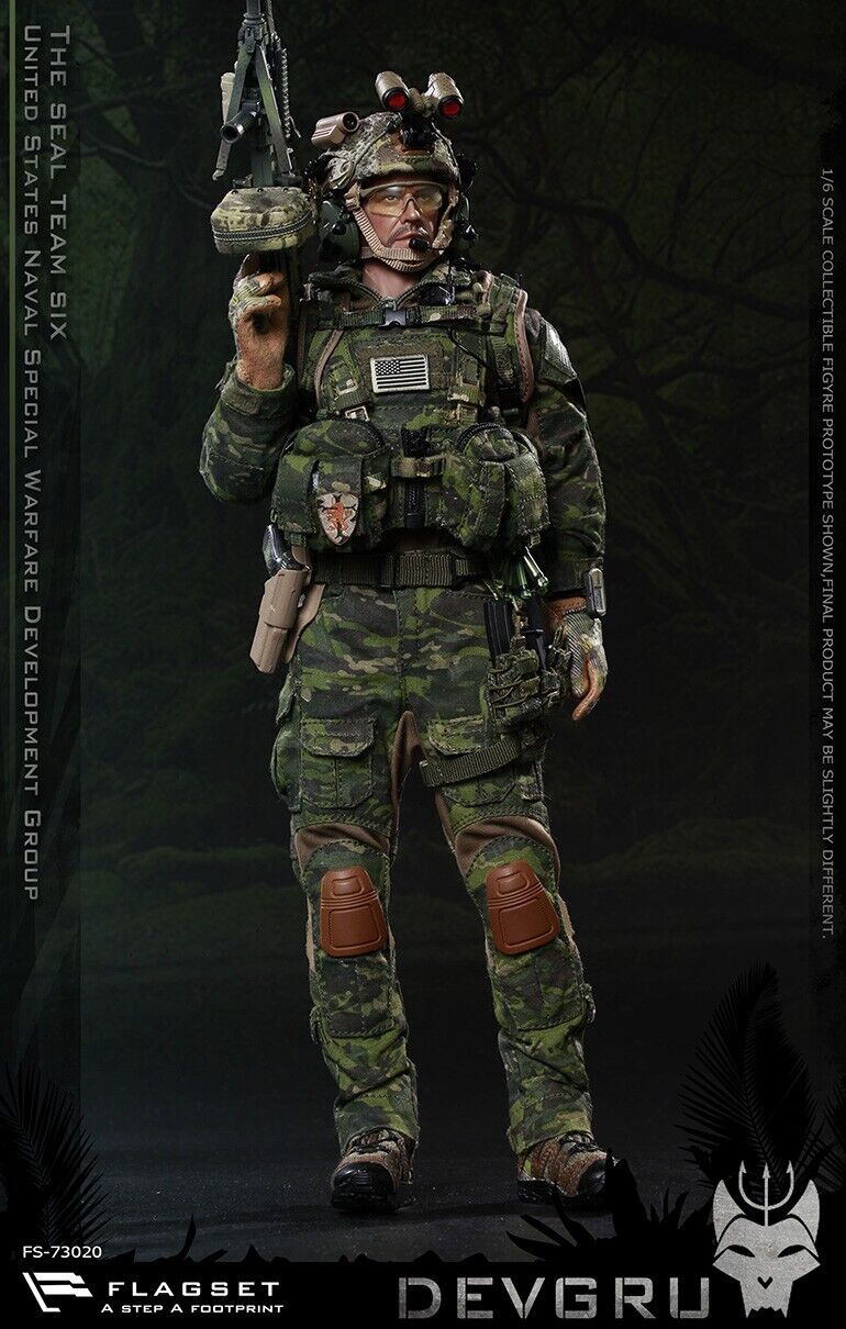 1:6 Flagset DEVGRU Jungle Dagger Multicam Camo 100RD Ammo Box Cover 12" Figures