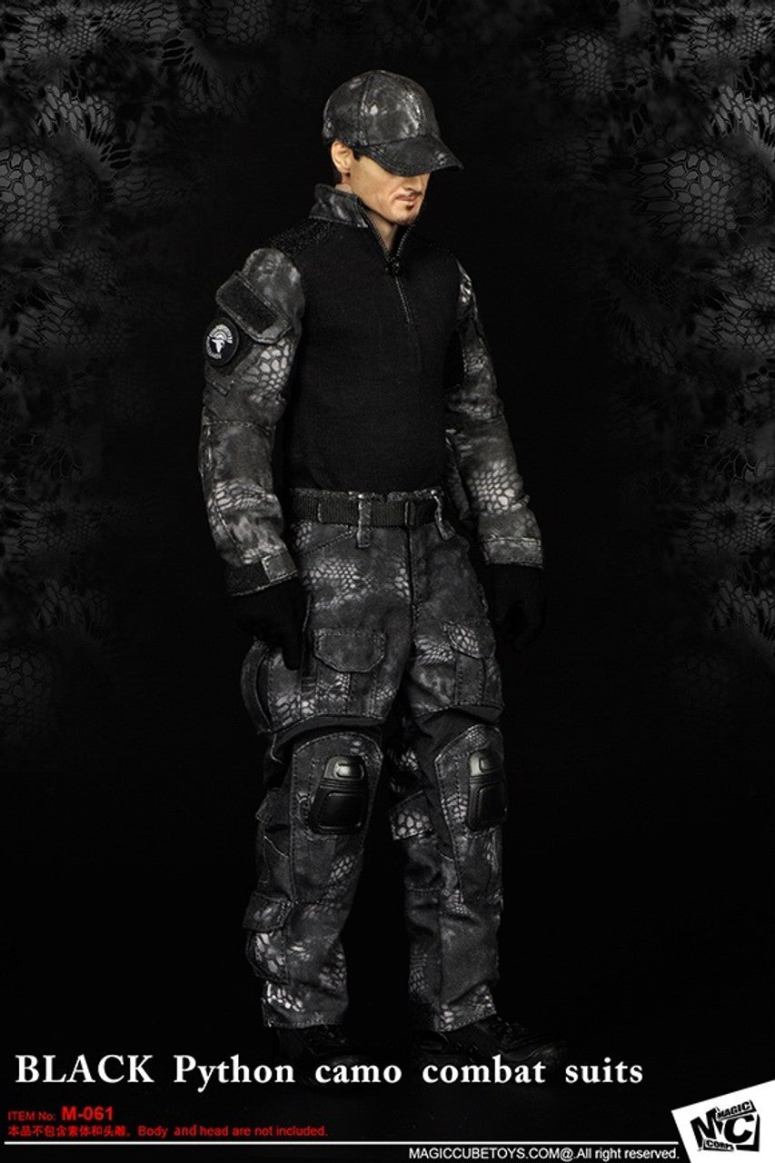 1:6 scale MC Toys Mens Black Python Camo Combat Uniform for 12" Figure
