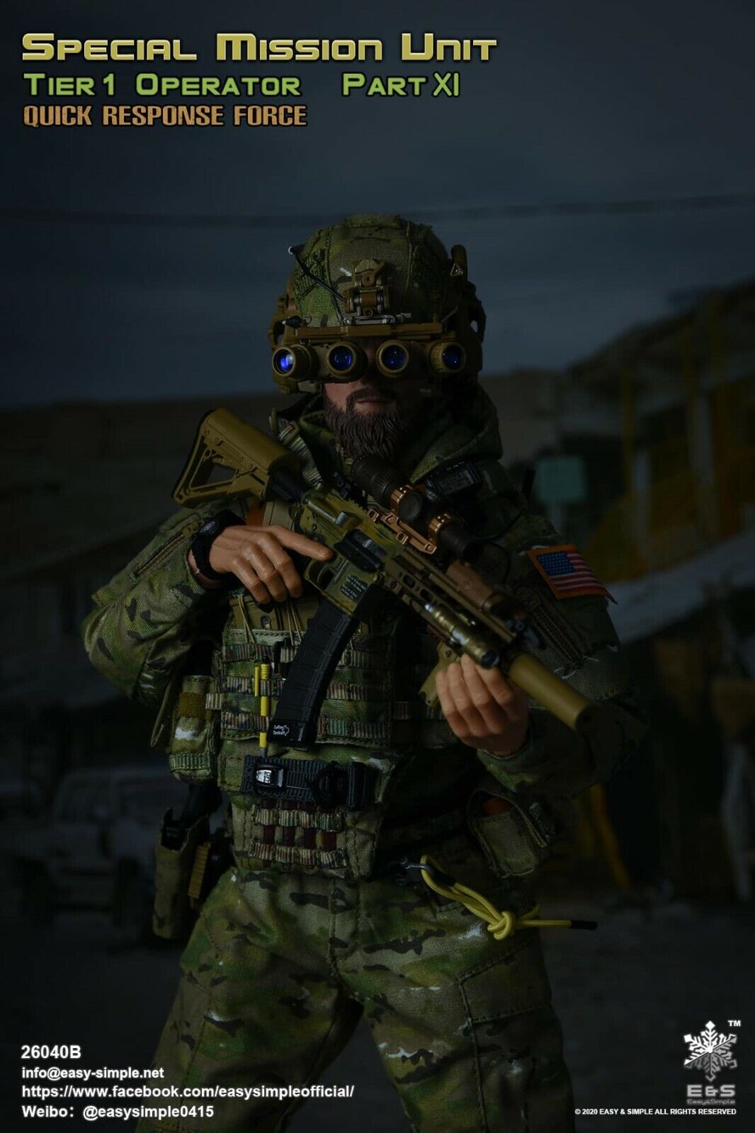 1:6 Easy & Simple Quick Response Force Male Head Sculpt for 12" Figures