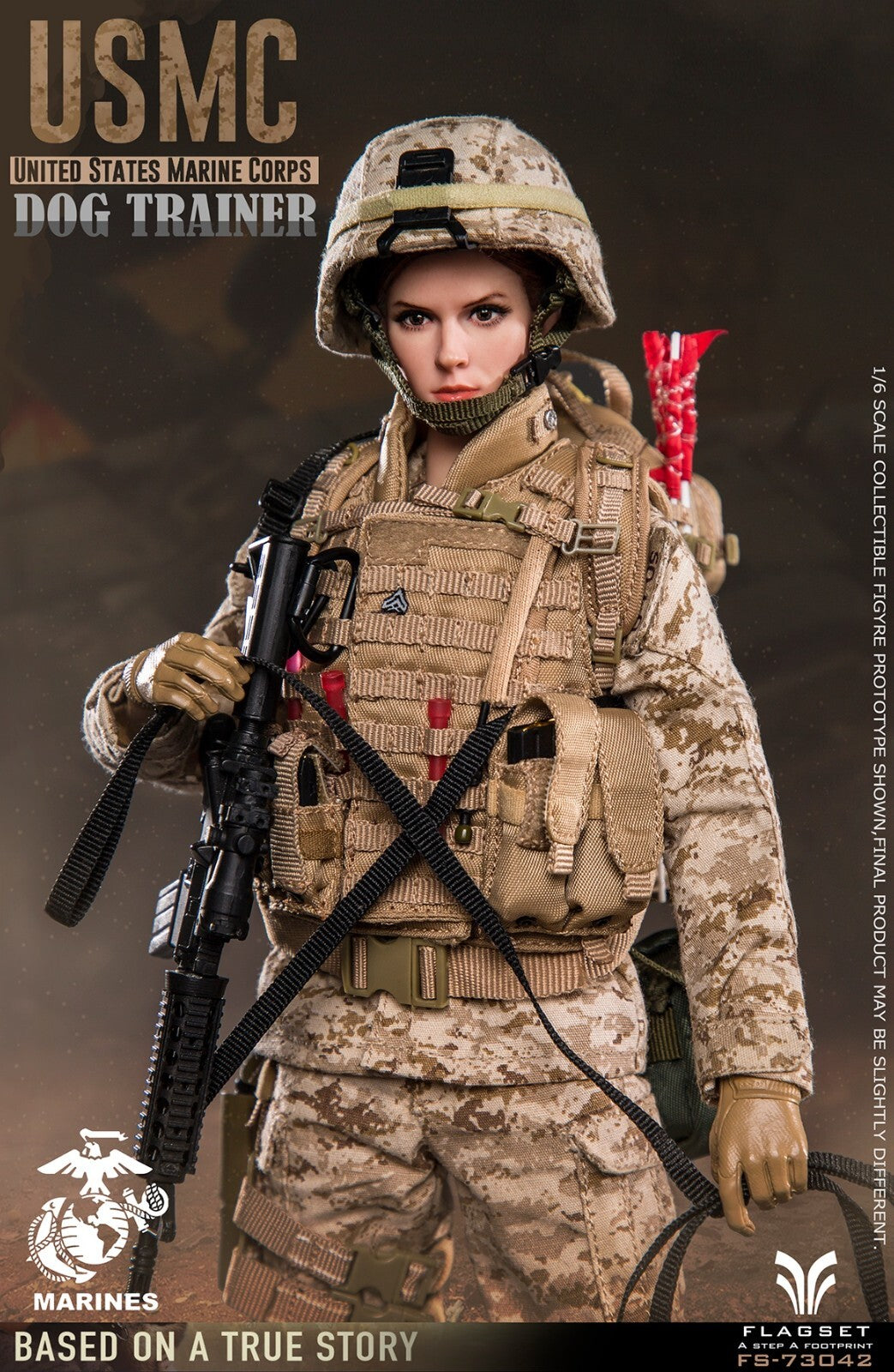 1:6 Scale Flagset Female USMC Dog Trainer MARPAT Hat Cover for 12" Figures