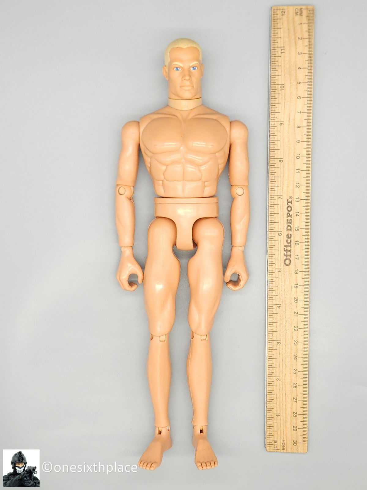 1:6 scale Hasbro GI Joe 1996 Male Nude Body Blond Hair Blue Eyes 12" Figure