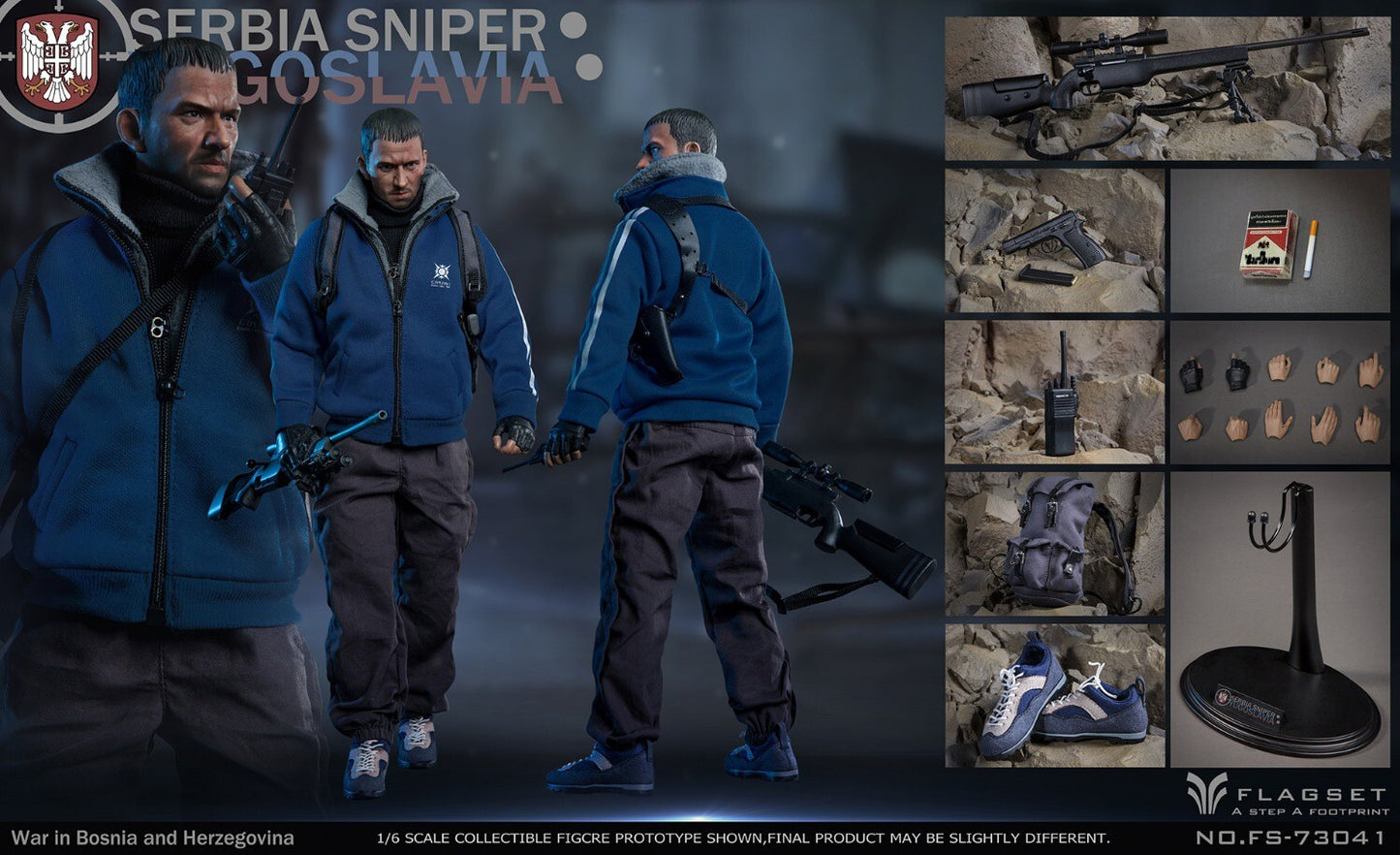 1:6 scale Flagset Serbia Sniper Goslavia Male Nude Body for !2" Figures