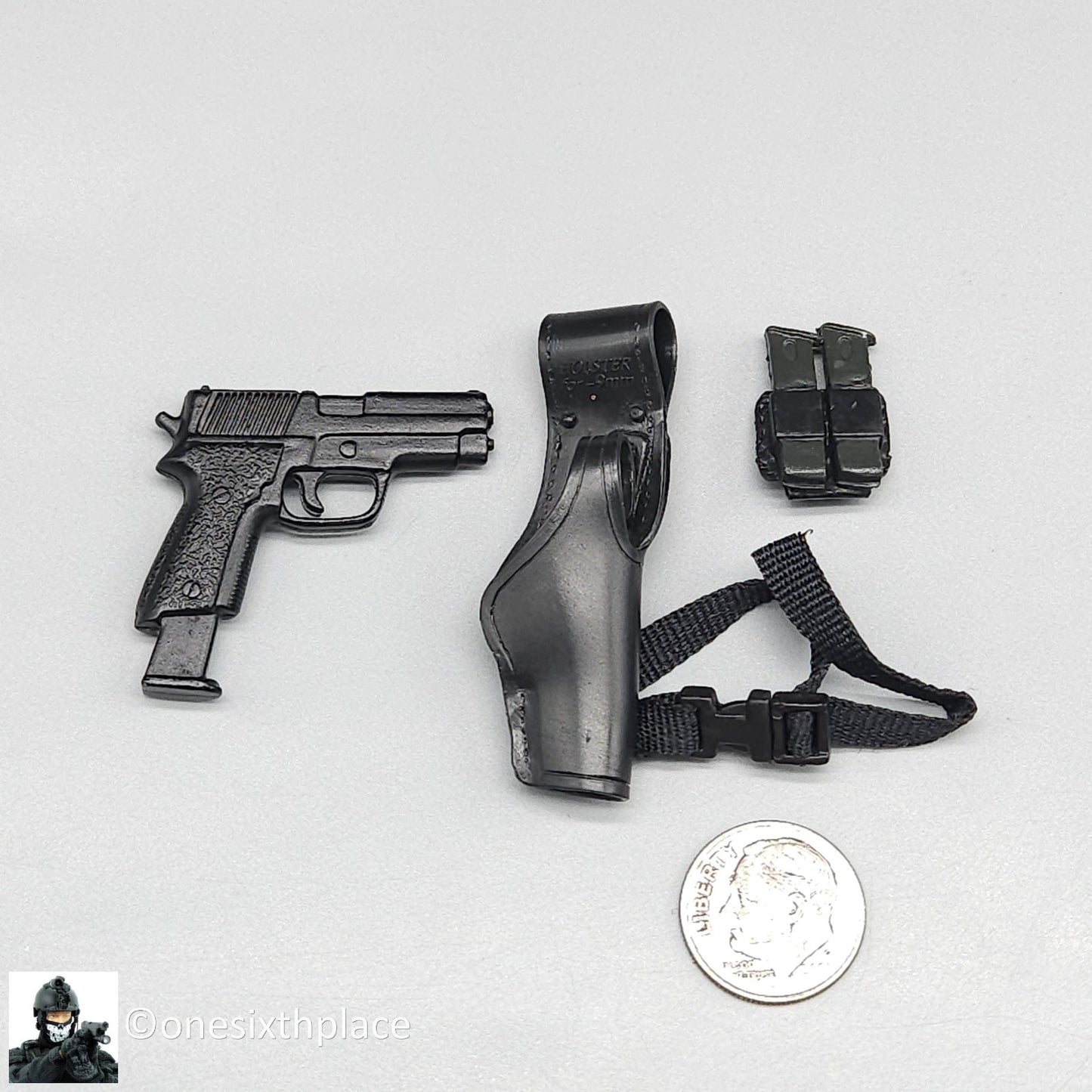 1:6 scale BBI British SAS Clark Pistol w/ Holster & Ammo Pouch for 12" Figures