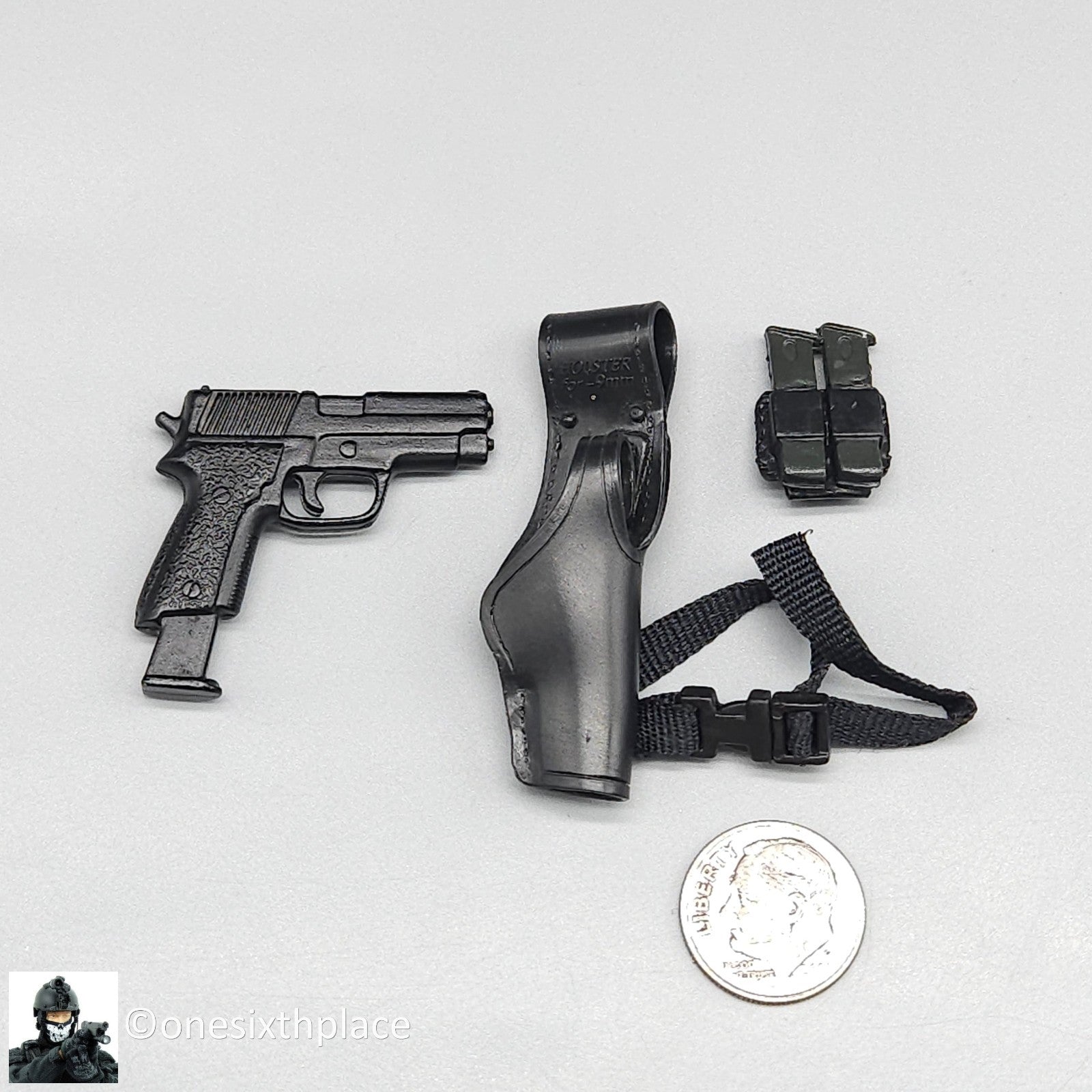 1:6 scale BBI British SAS Clark Pistol w/ Holster & Ammo Pouch for 12" Figures