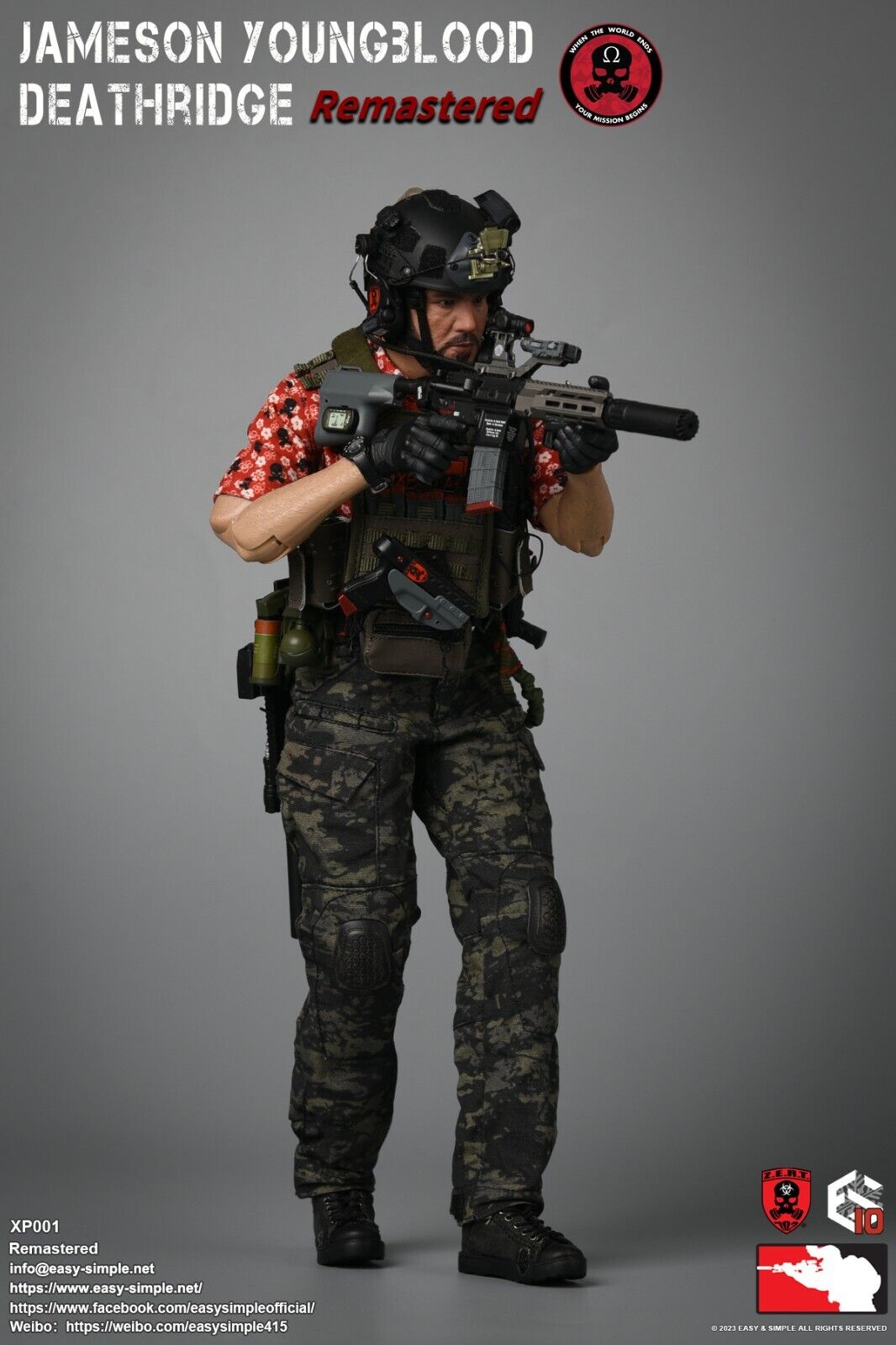 1:6 scale Easy & Simple ZERT Deathridge Remastered M50 Gas Mask w/ MOLLE Panel