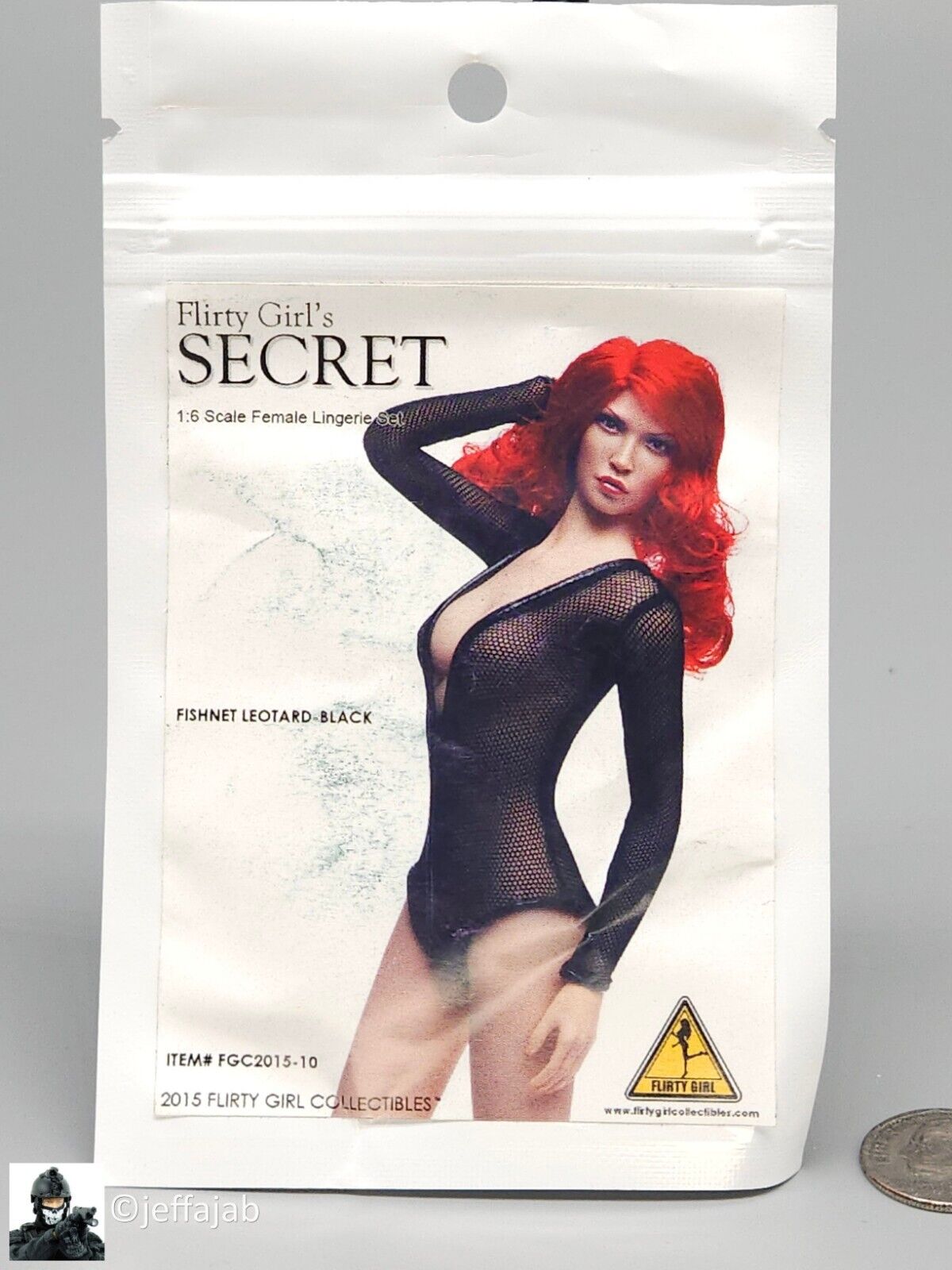 1:6 Flirty Girl Female Black Fishnet Leotard Lingerie Set for 12" Figures