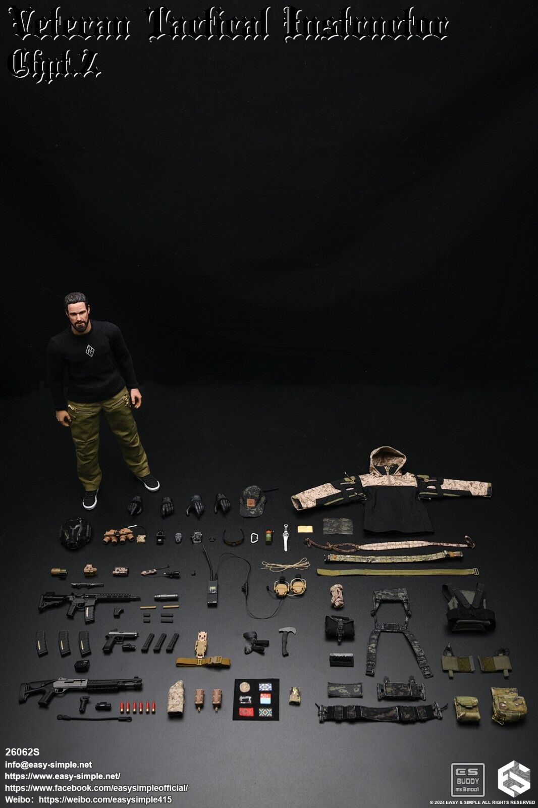1:6 Easy & Simple Veteran Tactical Instructor Chapter II Special Ver Black Shirt