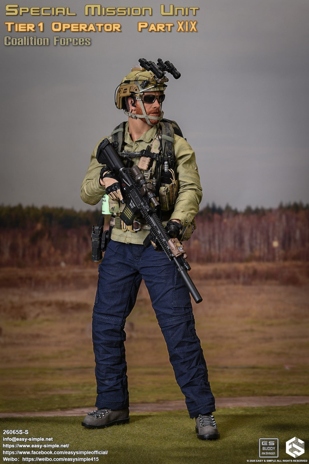 1:6 scale Easy & Simple Coalition Forces SAS HK417 Rifle for 12" Figures