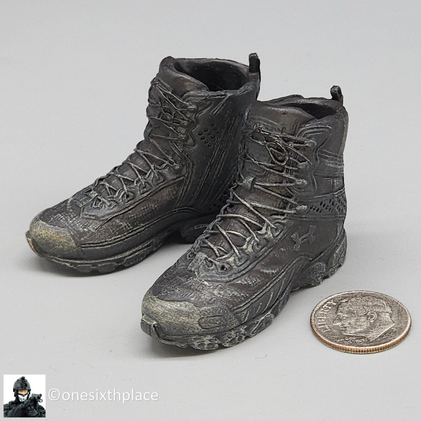 1:6 scale Darkzone Agent Molded Black Boots (Peg Type) for 12" Figures
