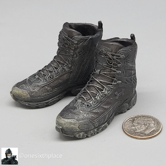 1:6 scale Darkzone Agent Molded Black Boots (Peg Type) for 12" Figures