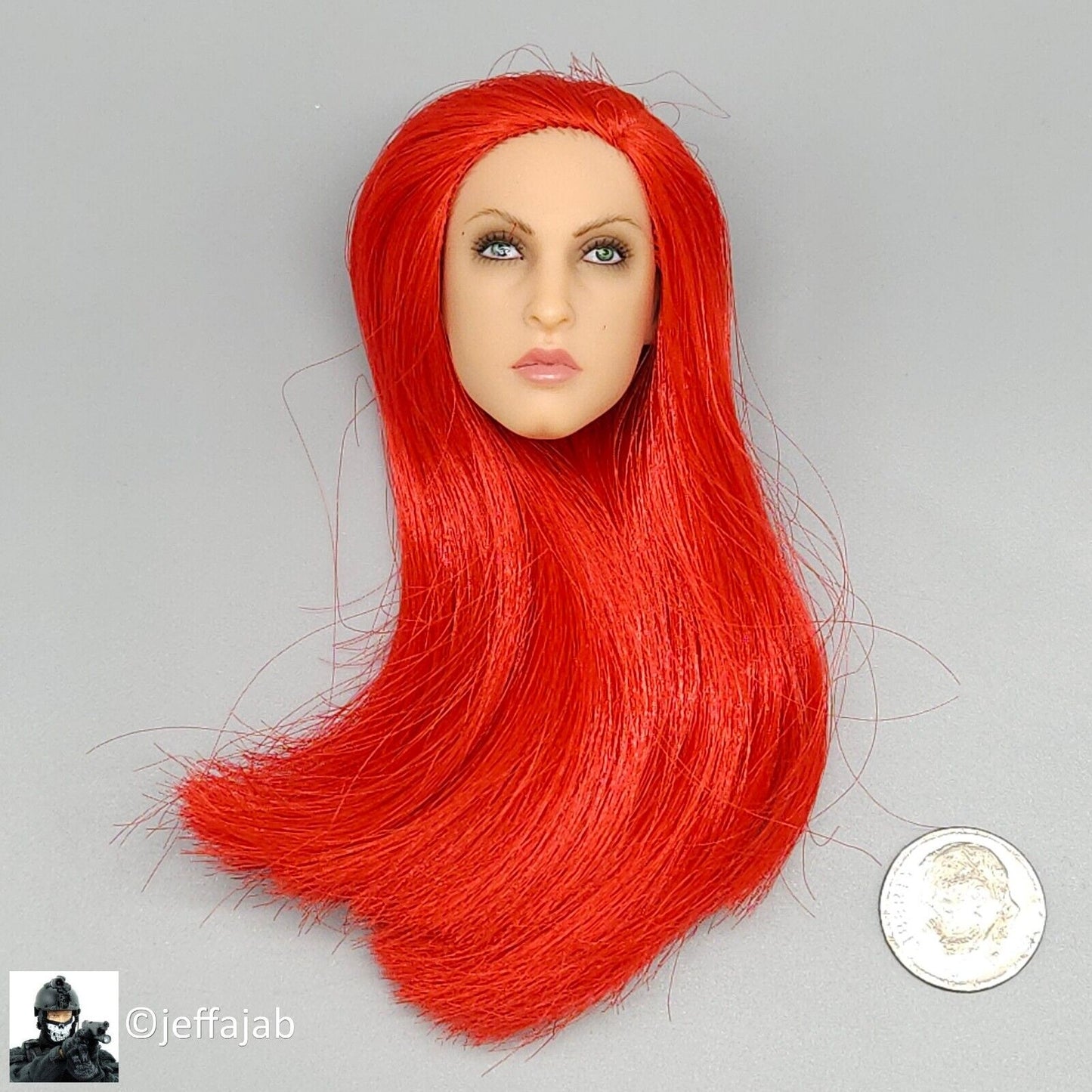 1:6 Triad Toys Female Head Sculpt Series 3 Rose Red Hair for 12" Figures