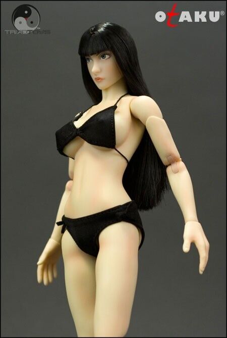 1:6 Triad Toys Otaku 1.0 Pale Female Anime Black Hair Head Sculpt for 12" Figure