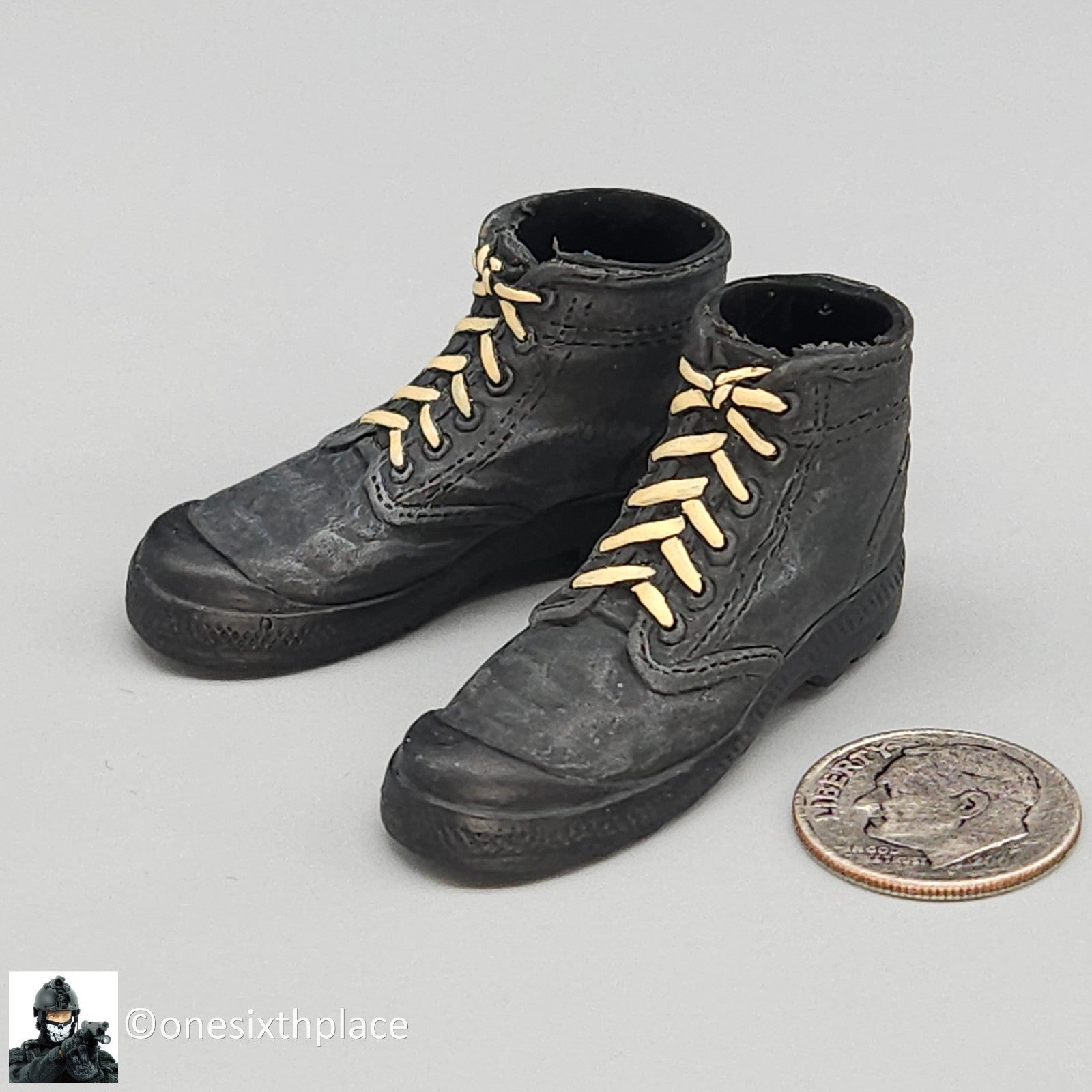 1:6 21C Century Toys Female Black Tactical Boots (Foot Type) for 12" Figures