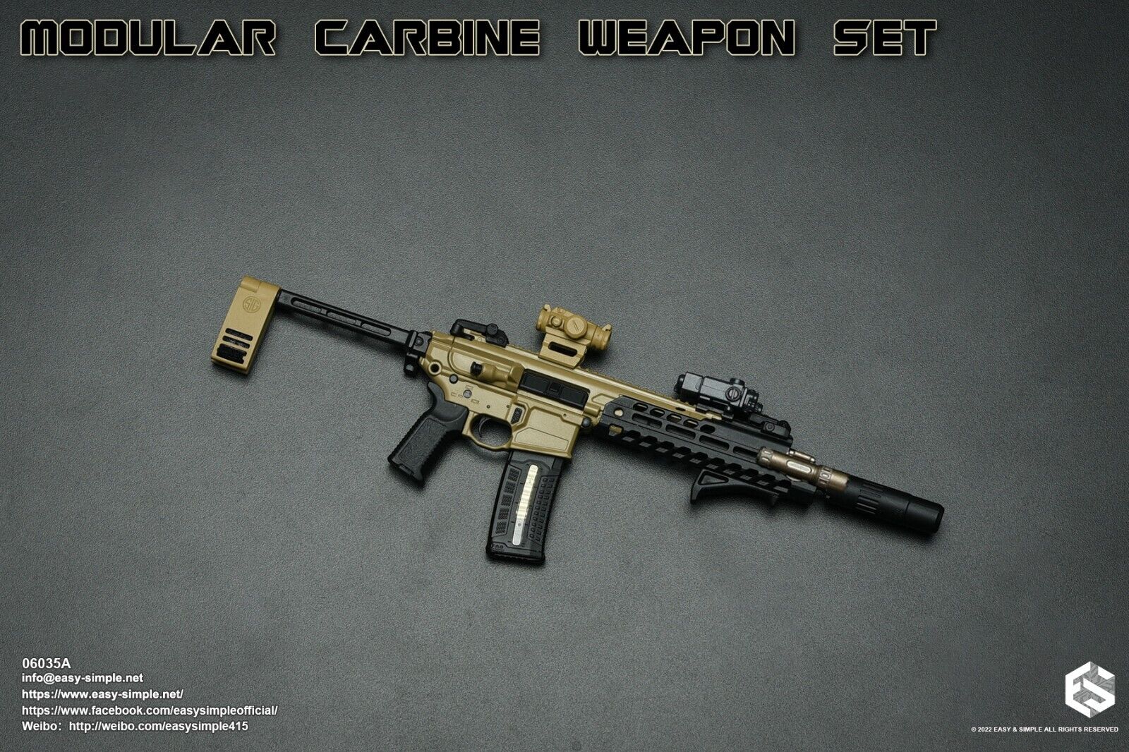 1:6 scale Easy & Simple Modular Carbine Weapon Set A - MCX Virtus Pistol 06035A