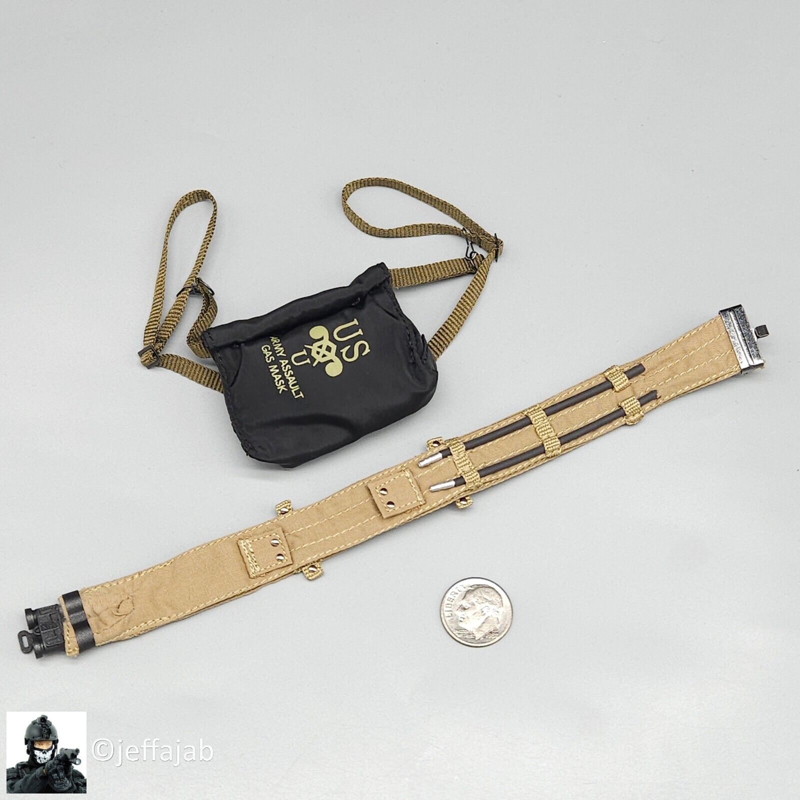 1:6 scale DiD WWII Sergeant Horvath Gas Mask Bag & Flotation Belt for 12" Figure
