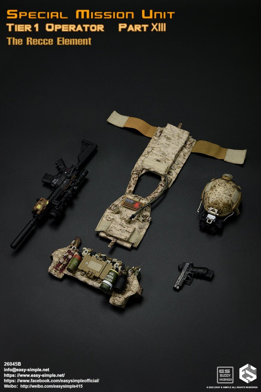 1:6 Easy & Simple SMU Tier 1 Operator Pt XIII Recce Element B 12" Figure 26045B