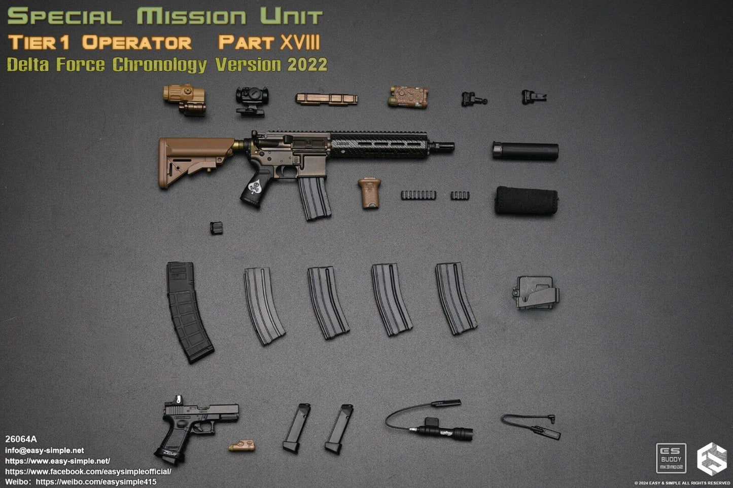 1:6 scale Easy & Simple Delta Force Chronology 2022 Ver. A HK416 Rifle Set