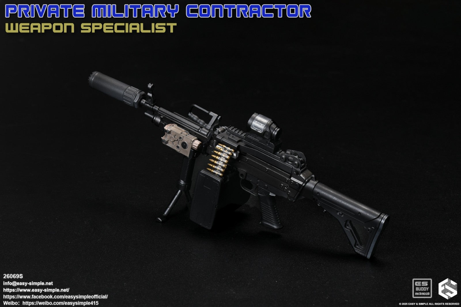1:6 scale Easy & Simple PMC Weapon Specialist SPECIAL SAW K Machine Gun