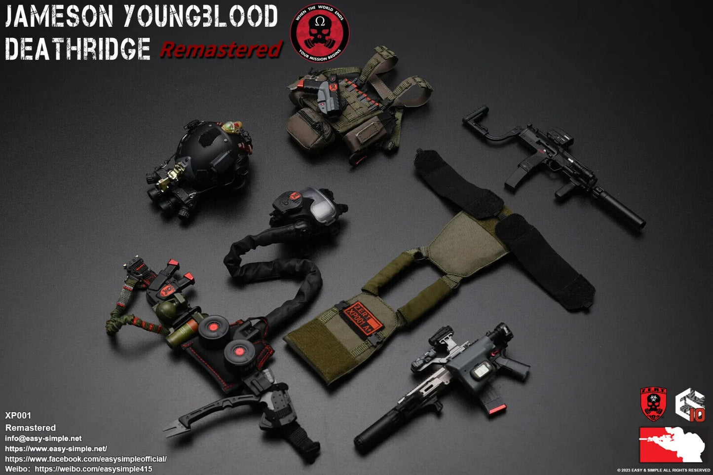 1:6 scale Easy & Simple ZERT Deathridge Remastered M50 Gas Mask w/ MOLLE Panel