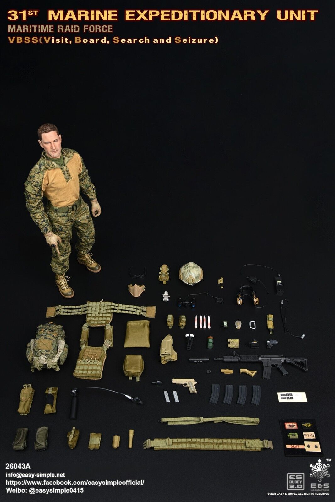 1:6 Easy Simple USMC 31st MEU Helmet w/ NVG for 12" GI Joe Dragon DamToys