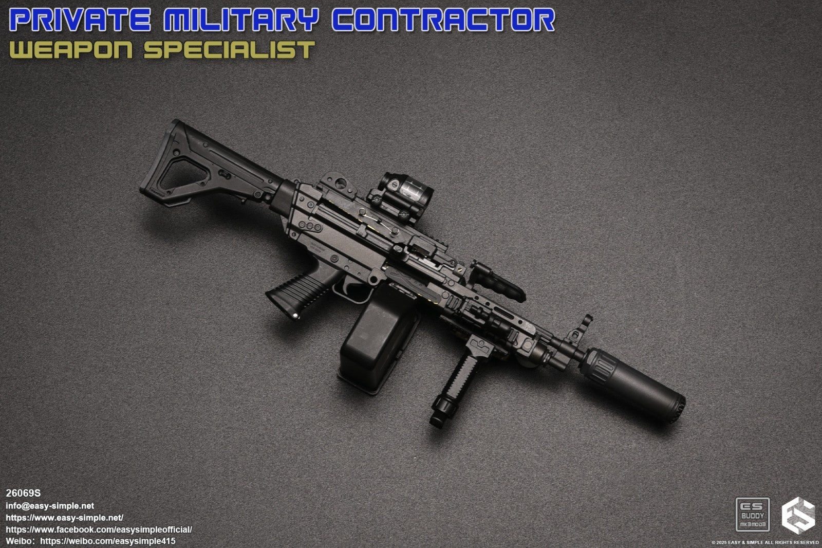 1:6 scale Easy & Simple PMC Weapon Specialist SPECIAL SAW K Machine Gun