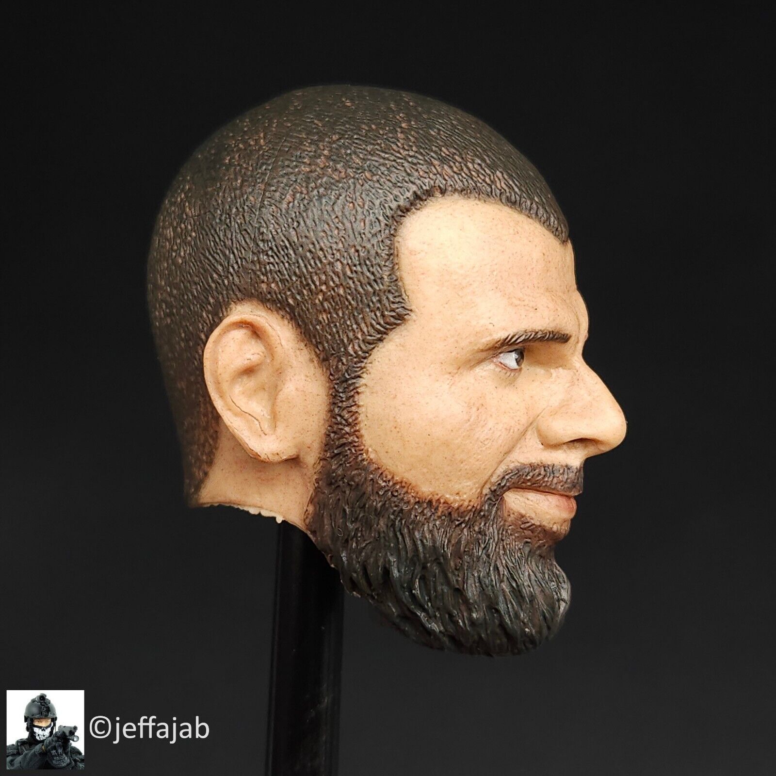 1:6 Flagset 75th Ranger Bearded Male Head Sculpt for 12" Figures