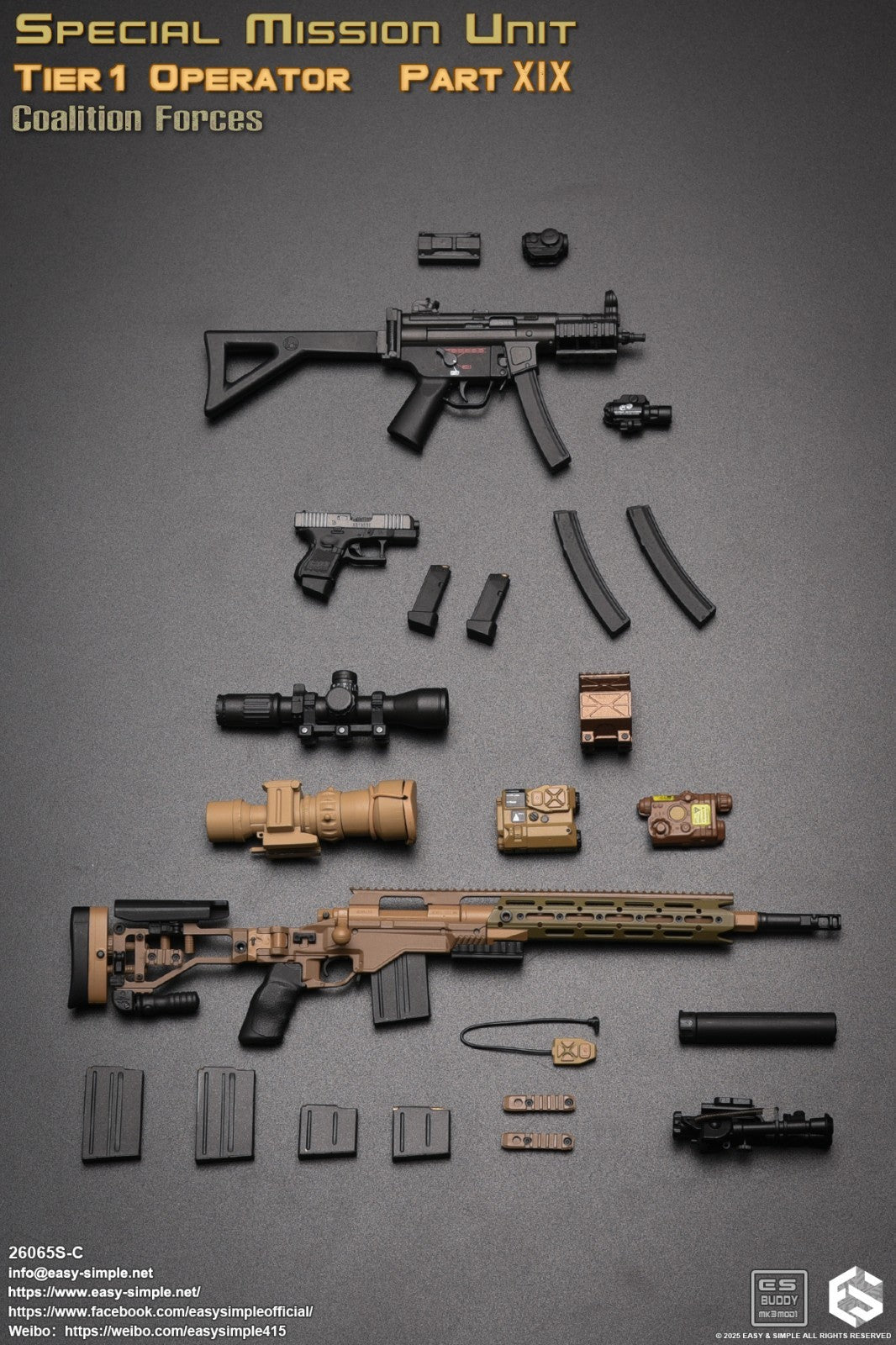 1:6 Easy & Simple Coalition Force SRL Sniper Rifle for 12" Figure 26065SC
