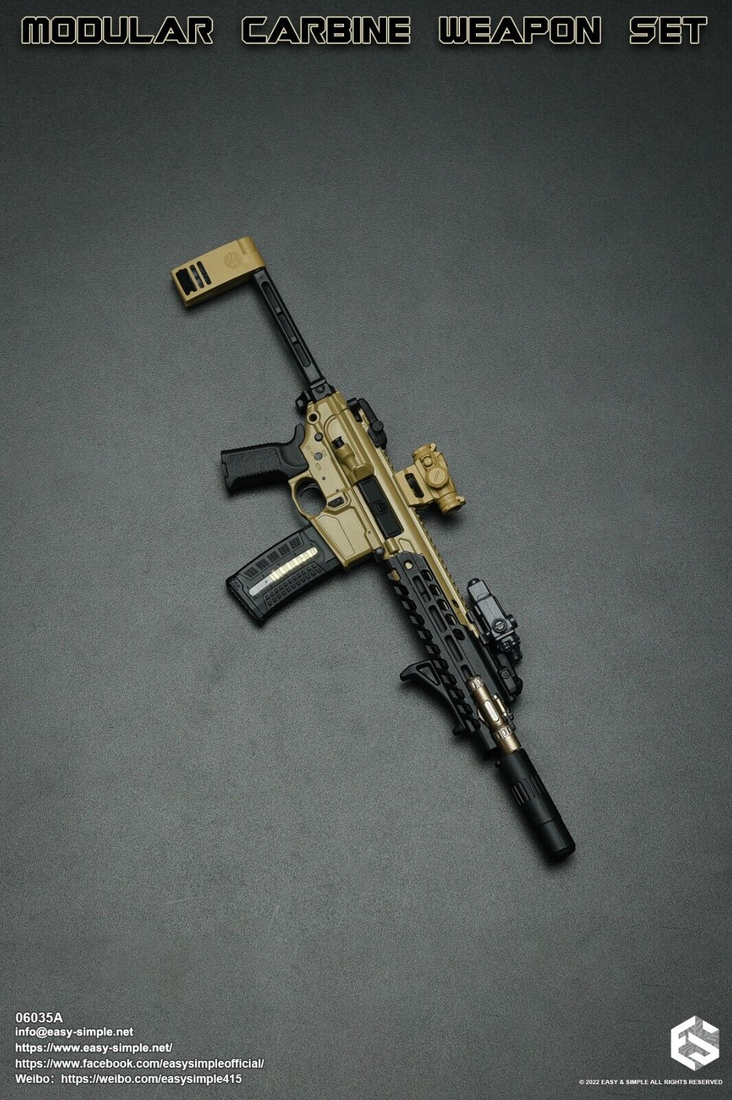 1:6 scale Easy & Simple Modular Carbine Weapon Set A - MCX Virtus Pistol 06035A