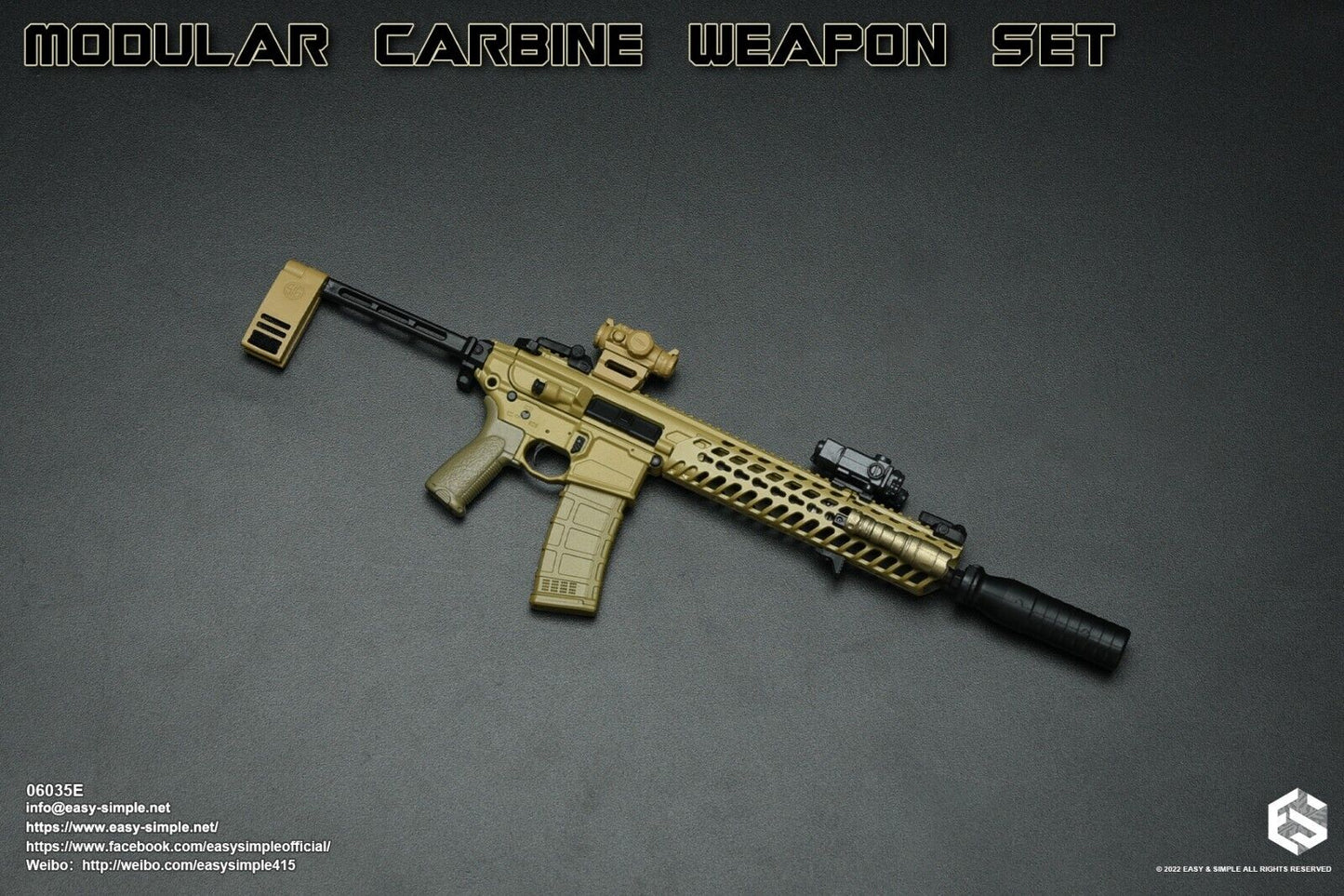 1:6 scale Easy & Simple Modular Carbine Weapon Set E - MCX STD Pistol 06035E
