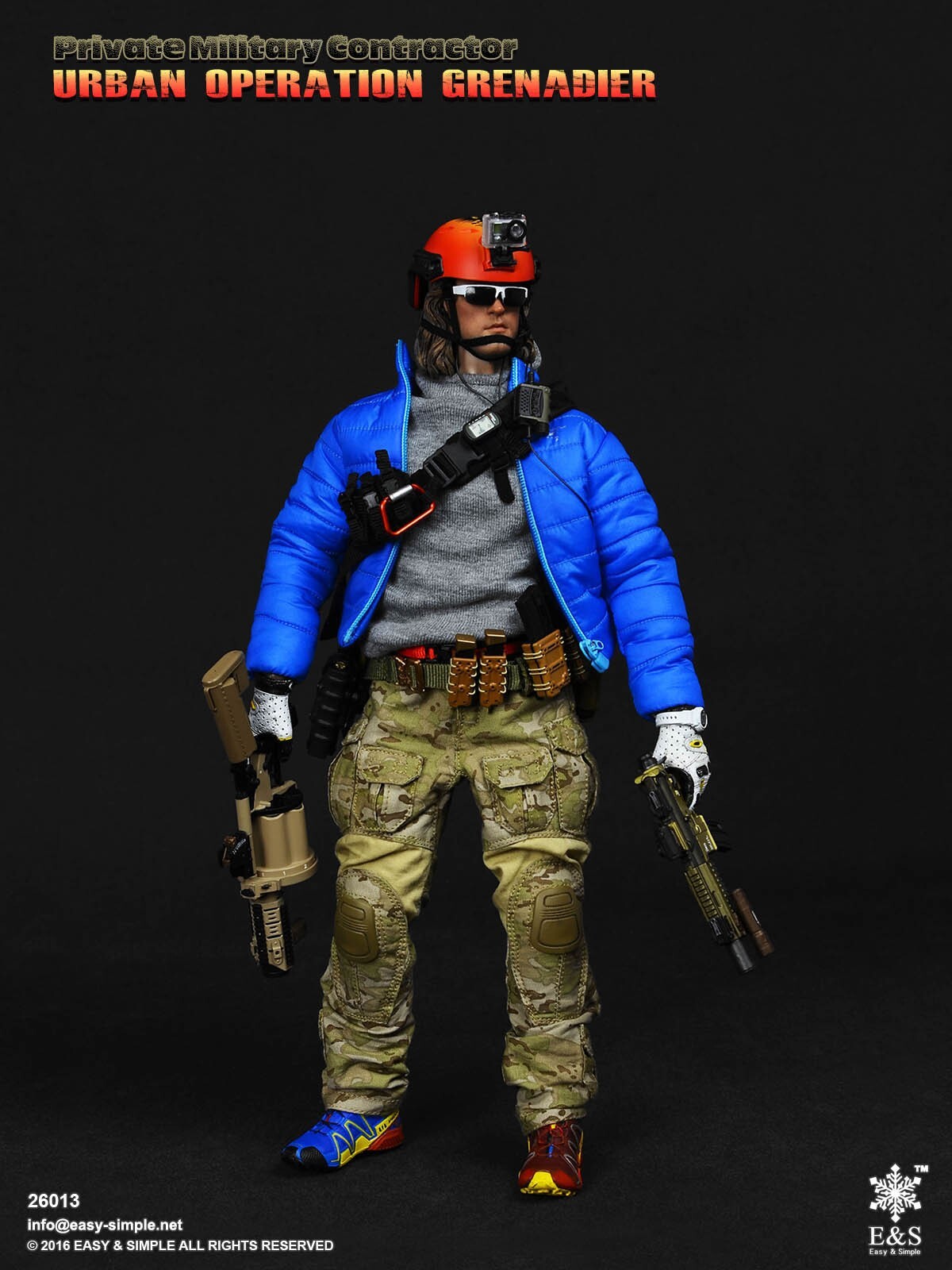 1:6 scale Easy & Simple PMC Grenadier HK416 .22lr Pistol Rifle for 12" Figures