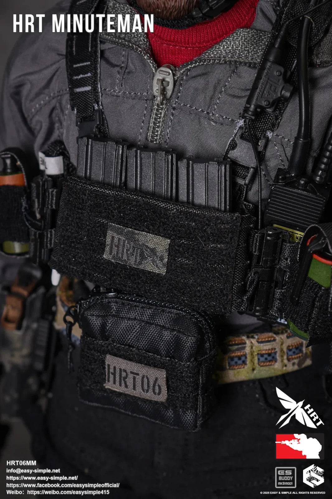 1:6 Easy & Simple HRT Minuteman ShotShow 2025 Black RECCE Chest Rig w/ Pouches
