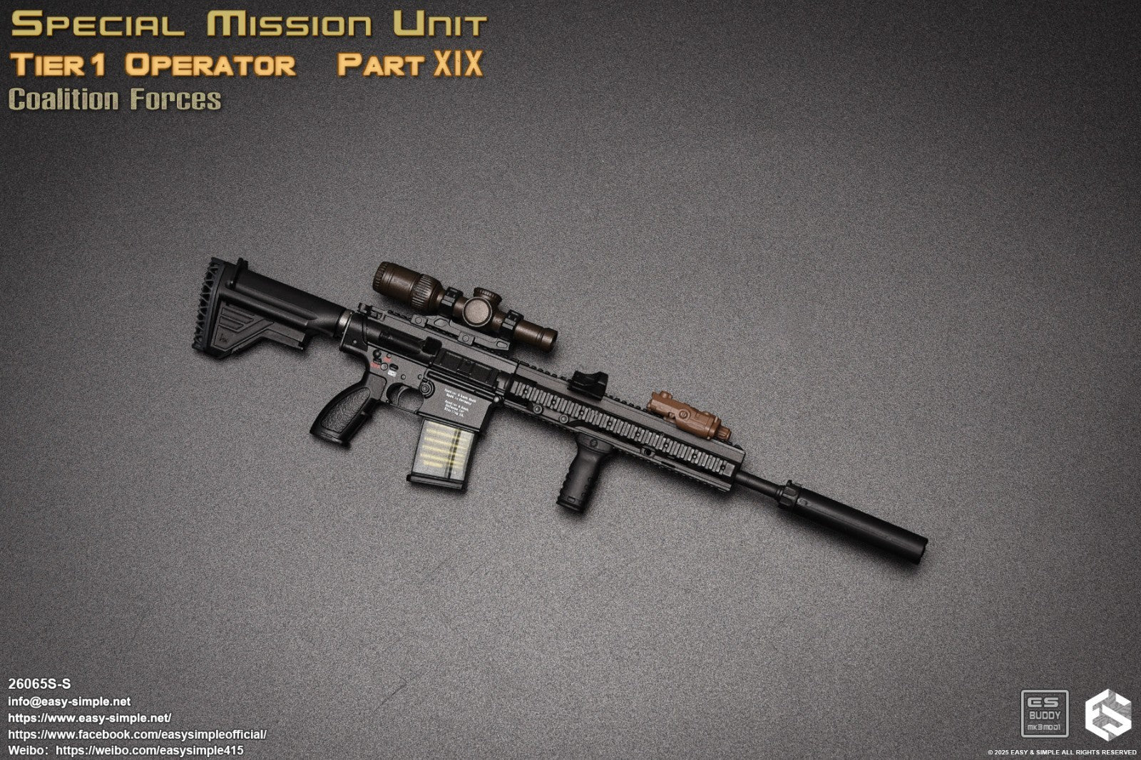 1:6 scale Easy & Simple Coalition Forces SAS HK417 Rifle for 12" Figures