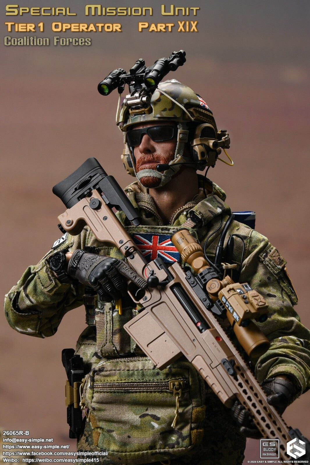 1:6 scale Easy & Simple Coalition Forces British SAS Multicam Jacket 12" Figures