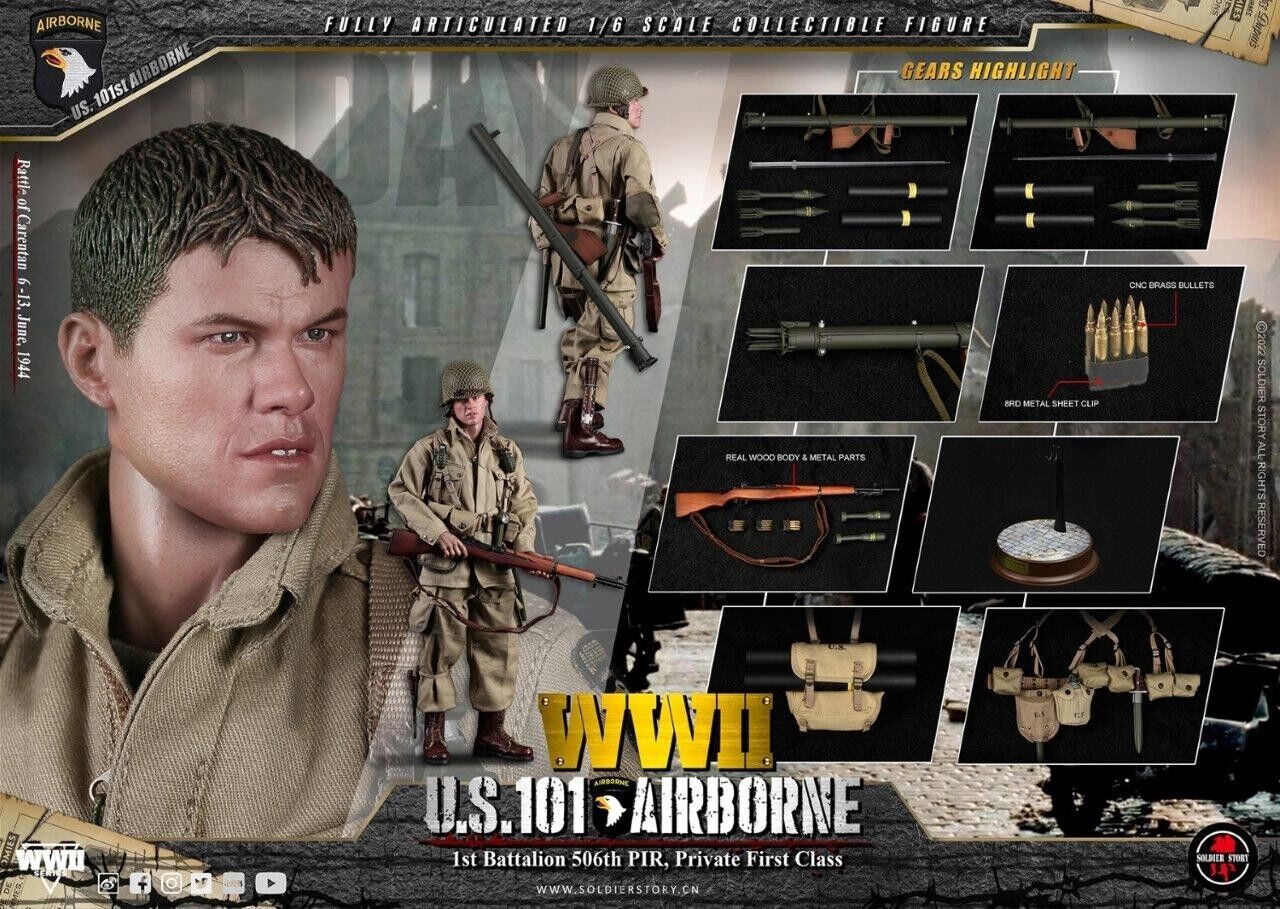 1:6 scale Soldier Story WWII US 101st Airborne Private Ryan Metal Grenade (x2)