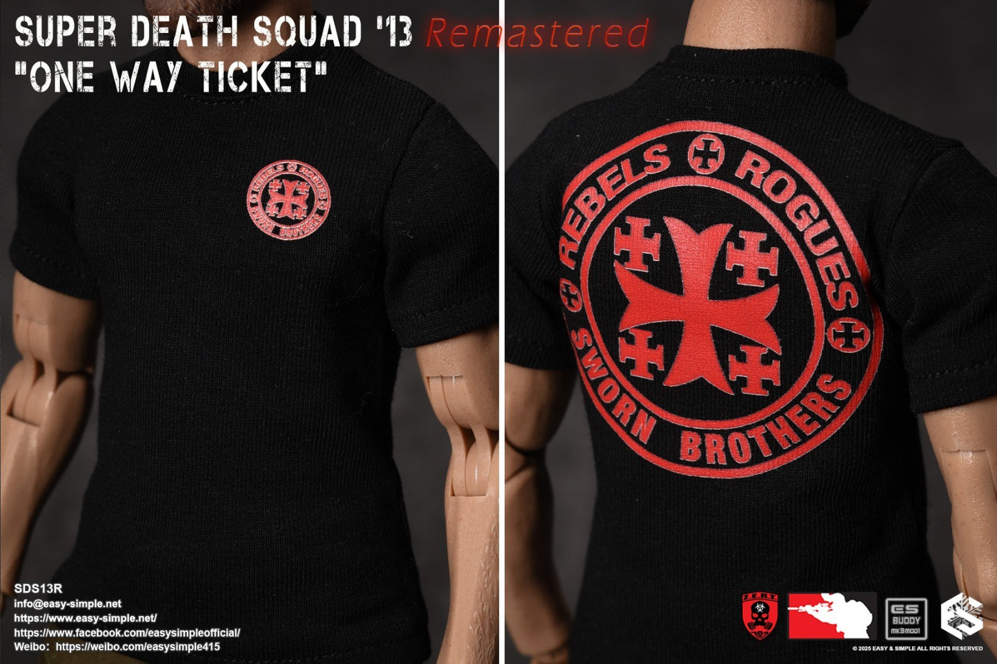 1:6 Easy & Simple ZERT Super Death Squad One Way Ticket T-Shirt for 12" Figures