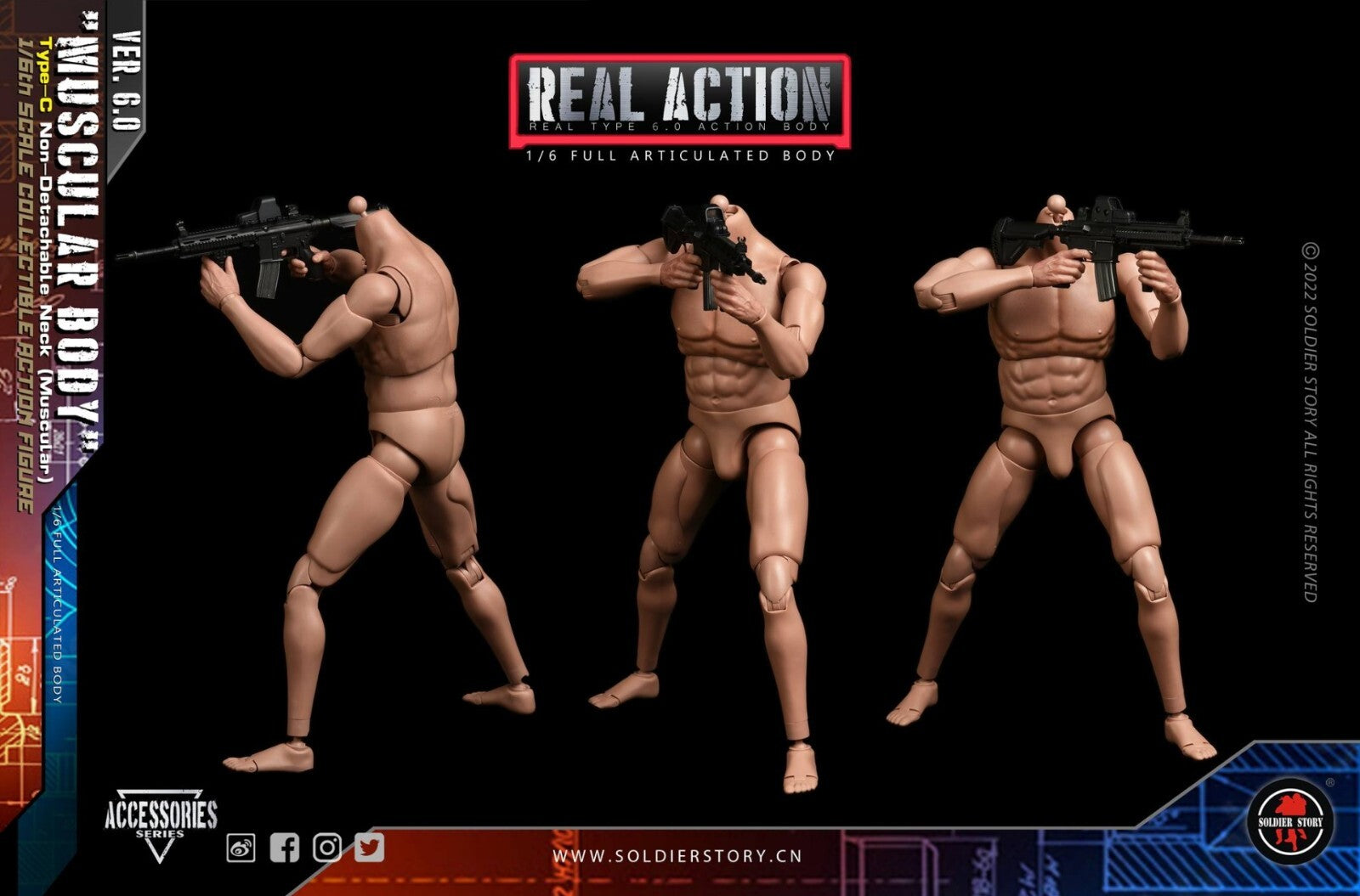 1:6 scale Soldier Story 6.0 Male Type C Muscle Body 12" Figure