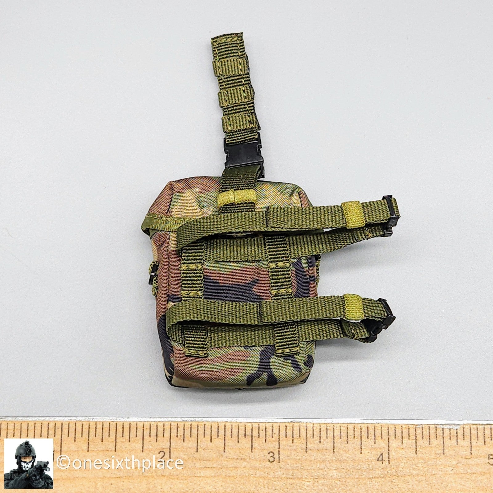 1:6 scale DamToys 75th Ranger Regiment Airborne Woodland Drop Leg Gas Mask Pouch