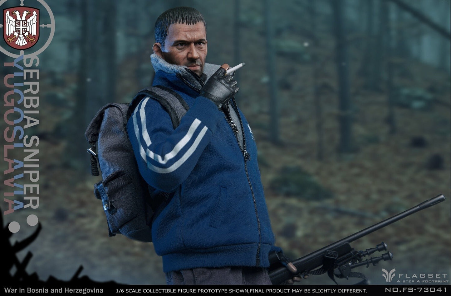 1:6 scale Flagset Serbia Sniper Mens Fleece Jacket Coat for !2" Figures
