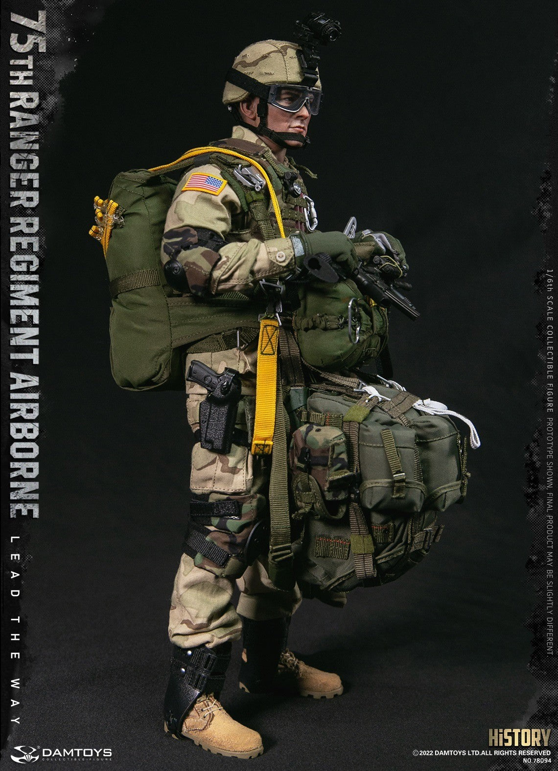 1:6 scale DamToys 75th Ranger Regiment Airborne M9 Pistol w/ Holster 12" Figures