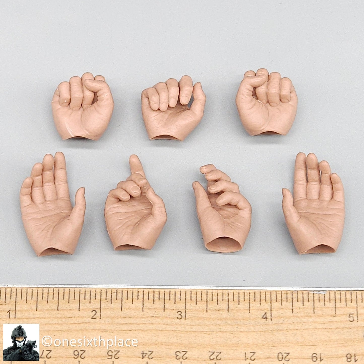 1:6 scale Soldier Story 6.0 Body Male Nude Hands (x7) Set C for 12" Figures